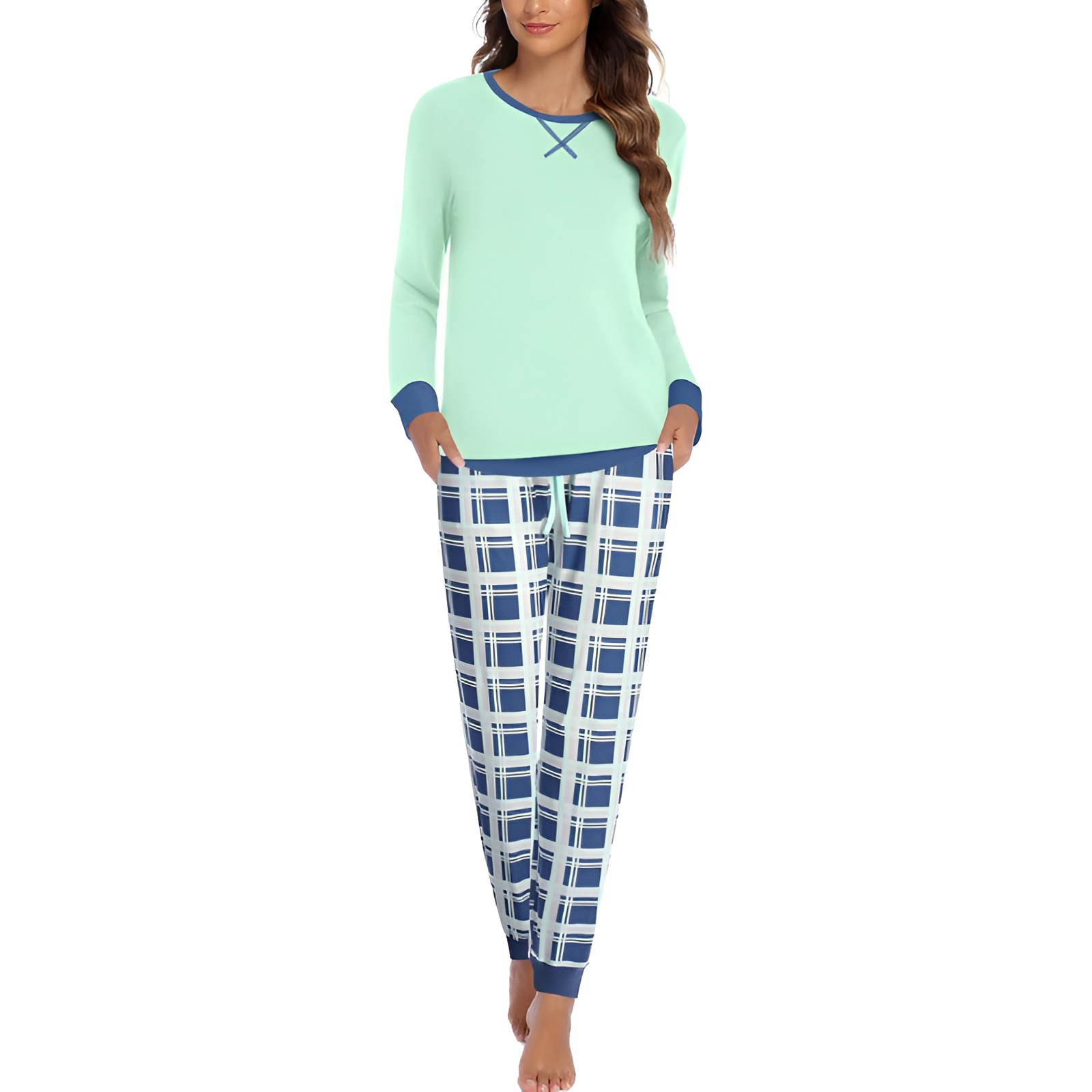 2 Piece Long Sleeve Top And Jogger Pants Lounge Pajama Set