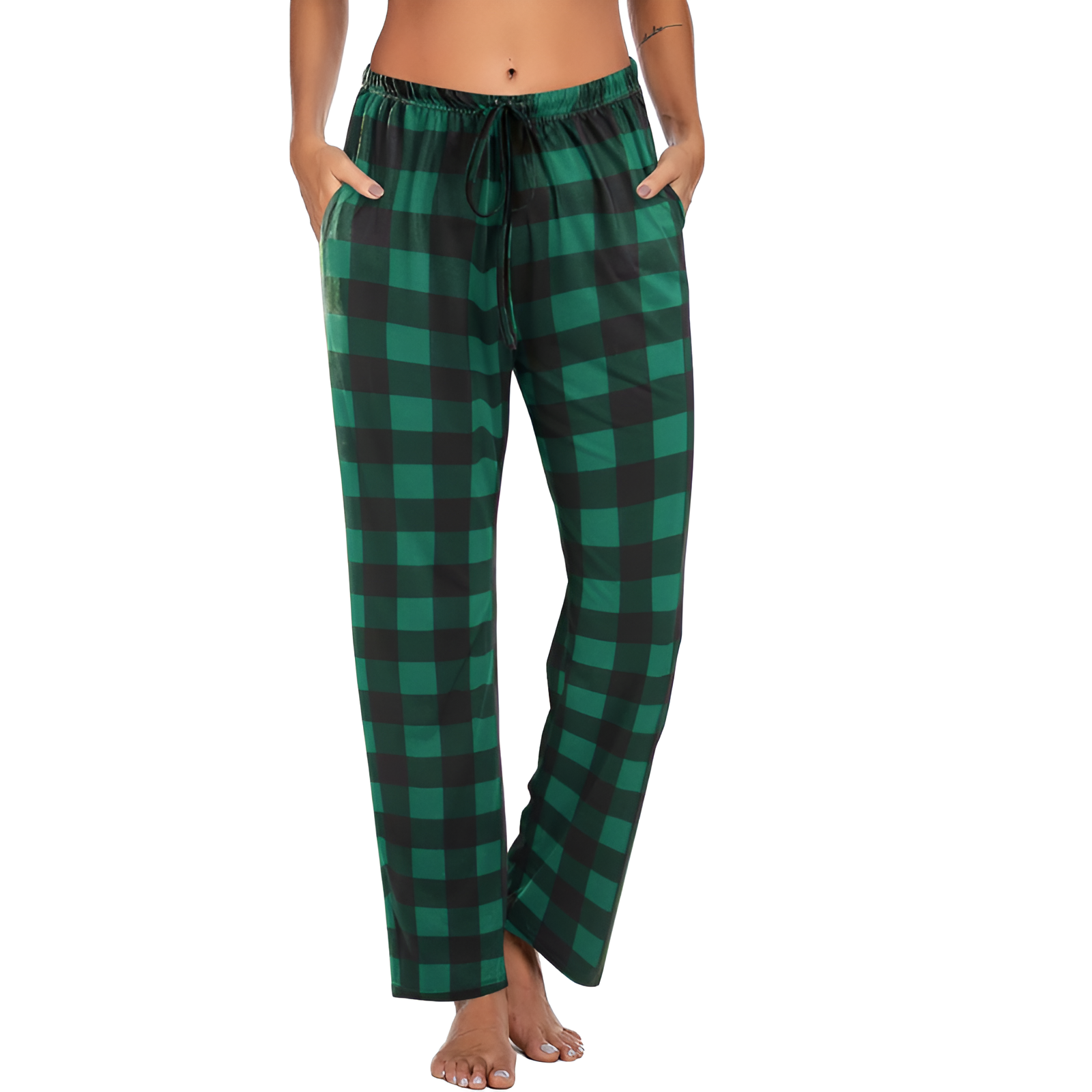 Lightweight Plaid Sleep Lounge Pants With Pockets For Women