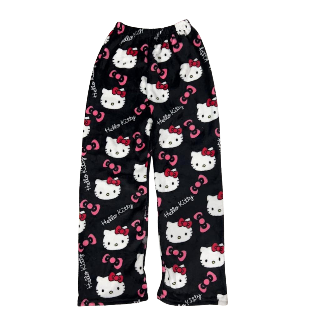 Cartoon Cat Print Pajama Pants