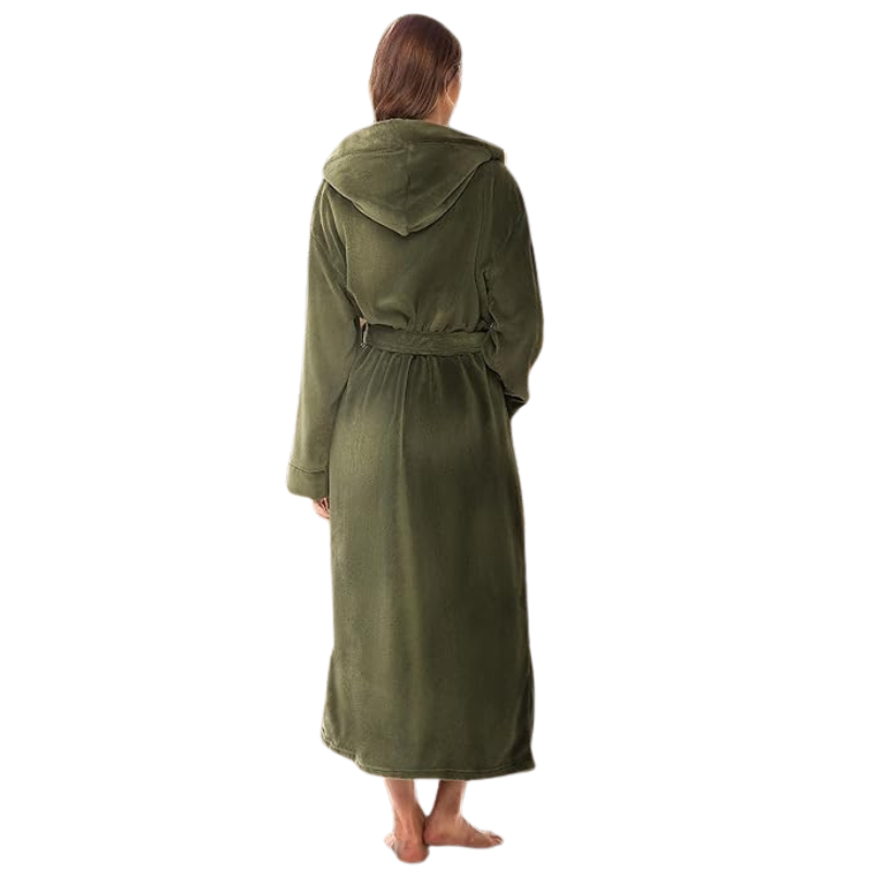 Plush Fleece Robe For Women Long Hooded Bathrobe With Hood Plus Size