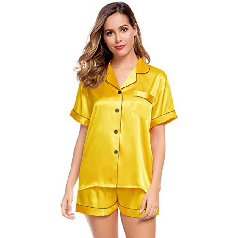 Women's Silk Short Sleeve Pajama SuitWomen's Silk Short Sleeve Pajama Suit - View 14