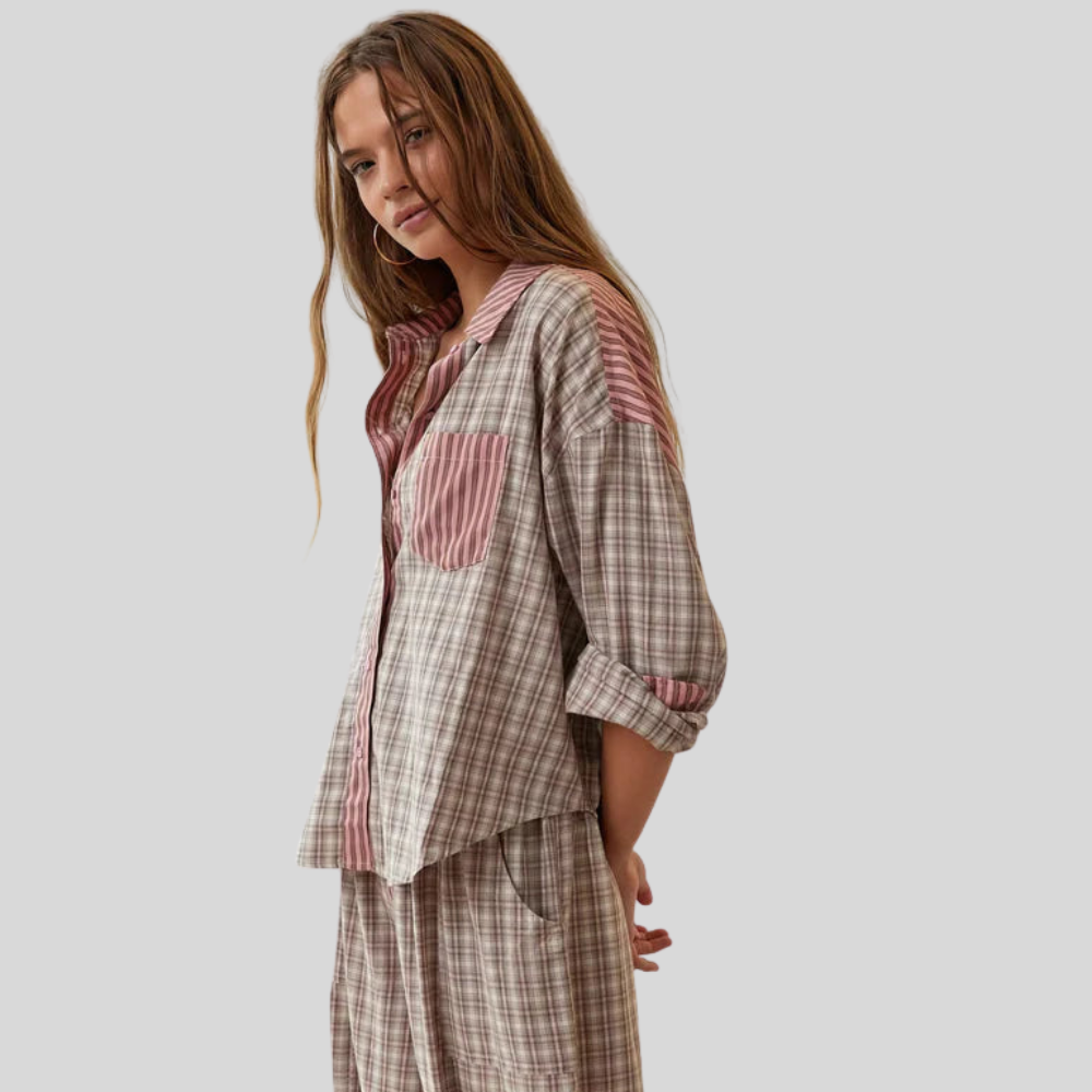 Vintage Plaid And Stripes Pajama Set