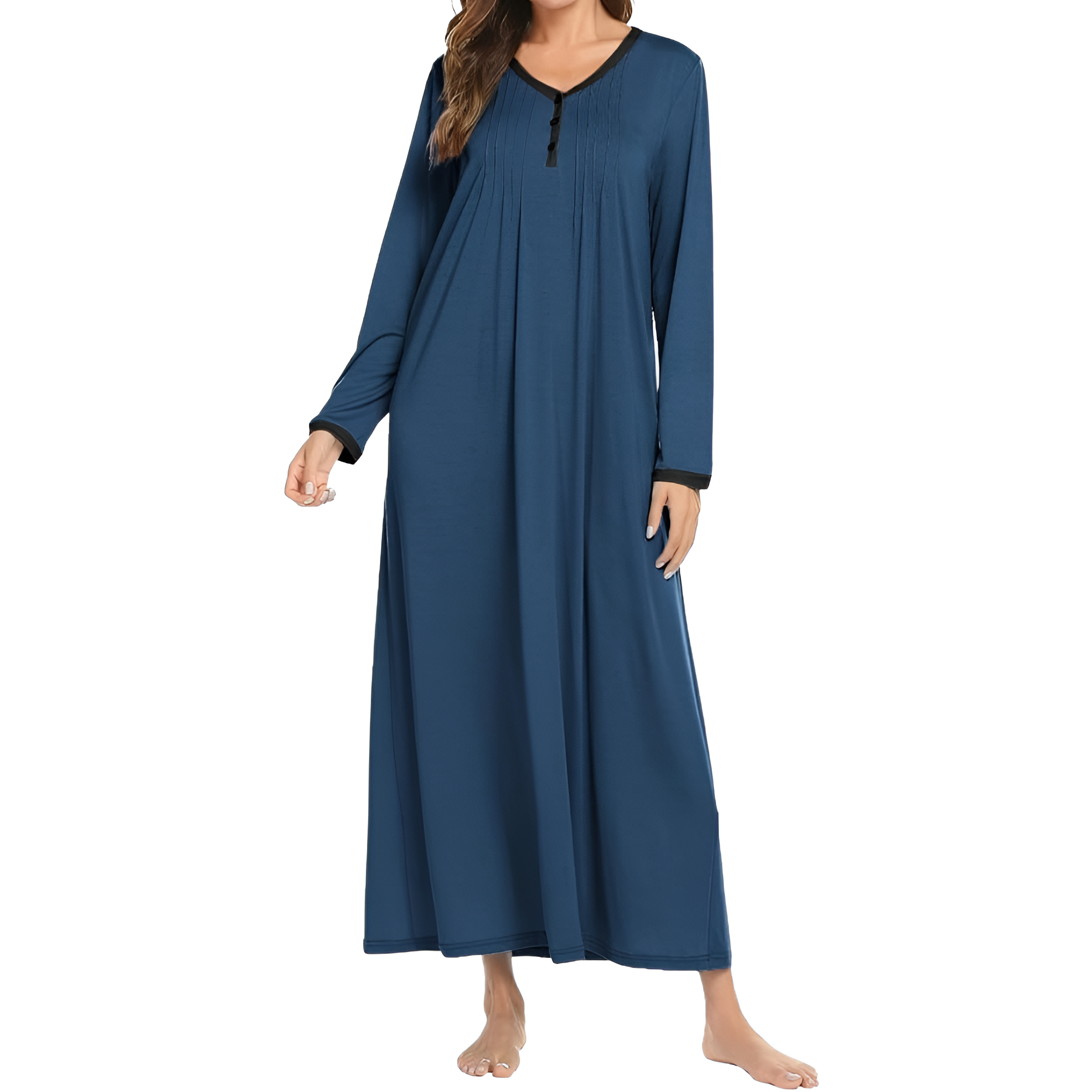 Henley Long Sleeve Nightgown Sleepwear For Women