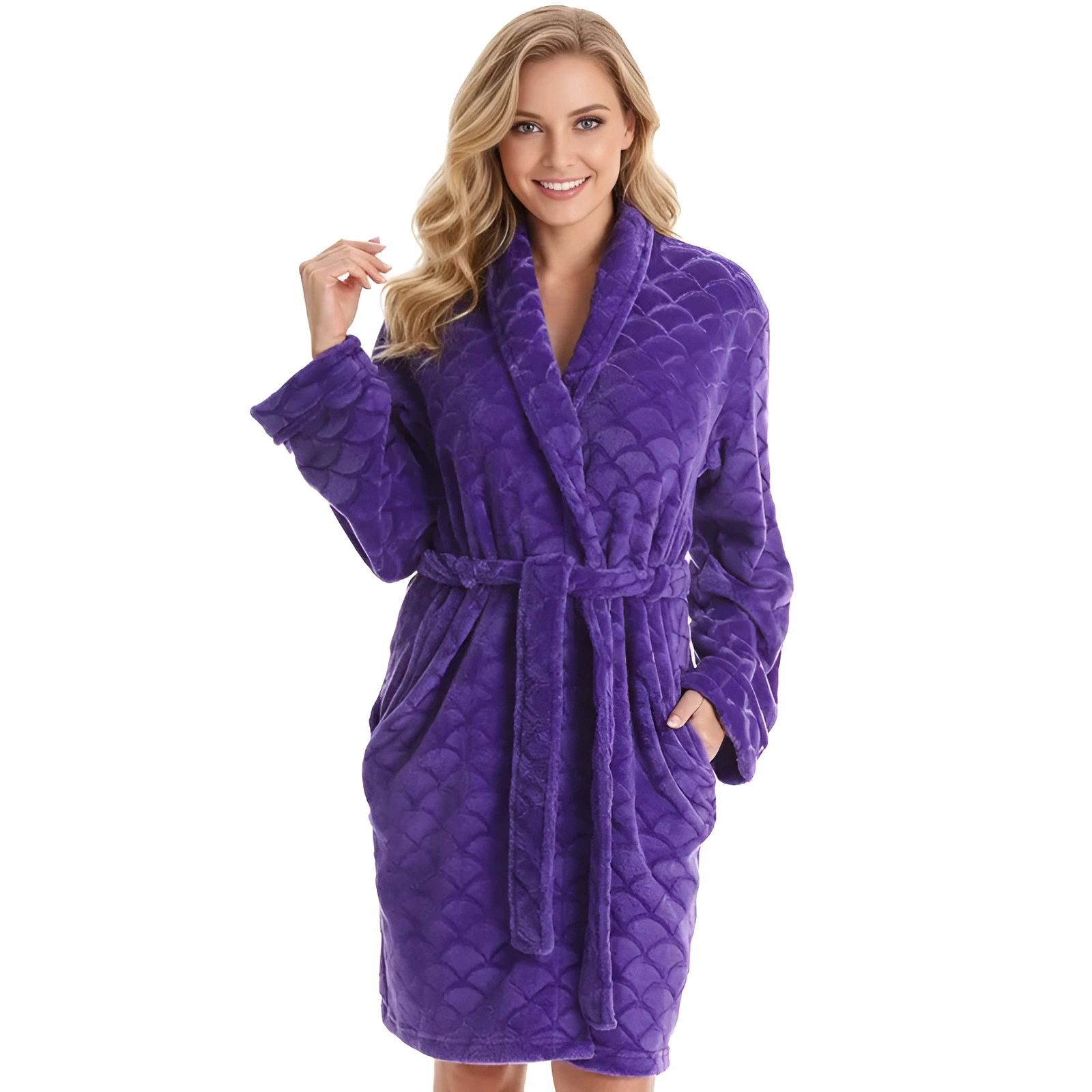 Kimono Design Bath Robe With Adjustable Belt For Women