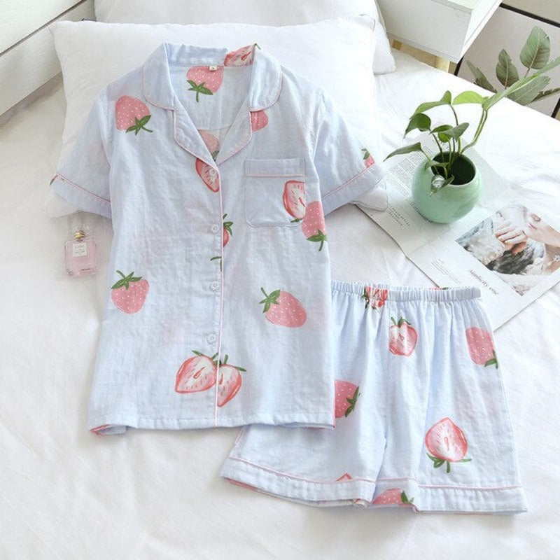 Multi Pattern Printed Short Pyjamas Set