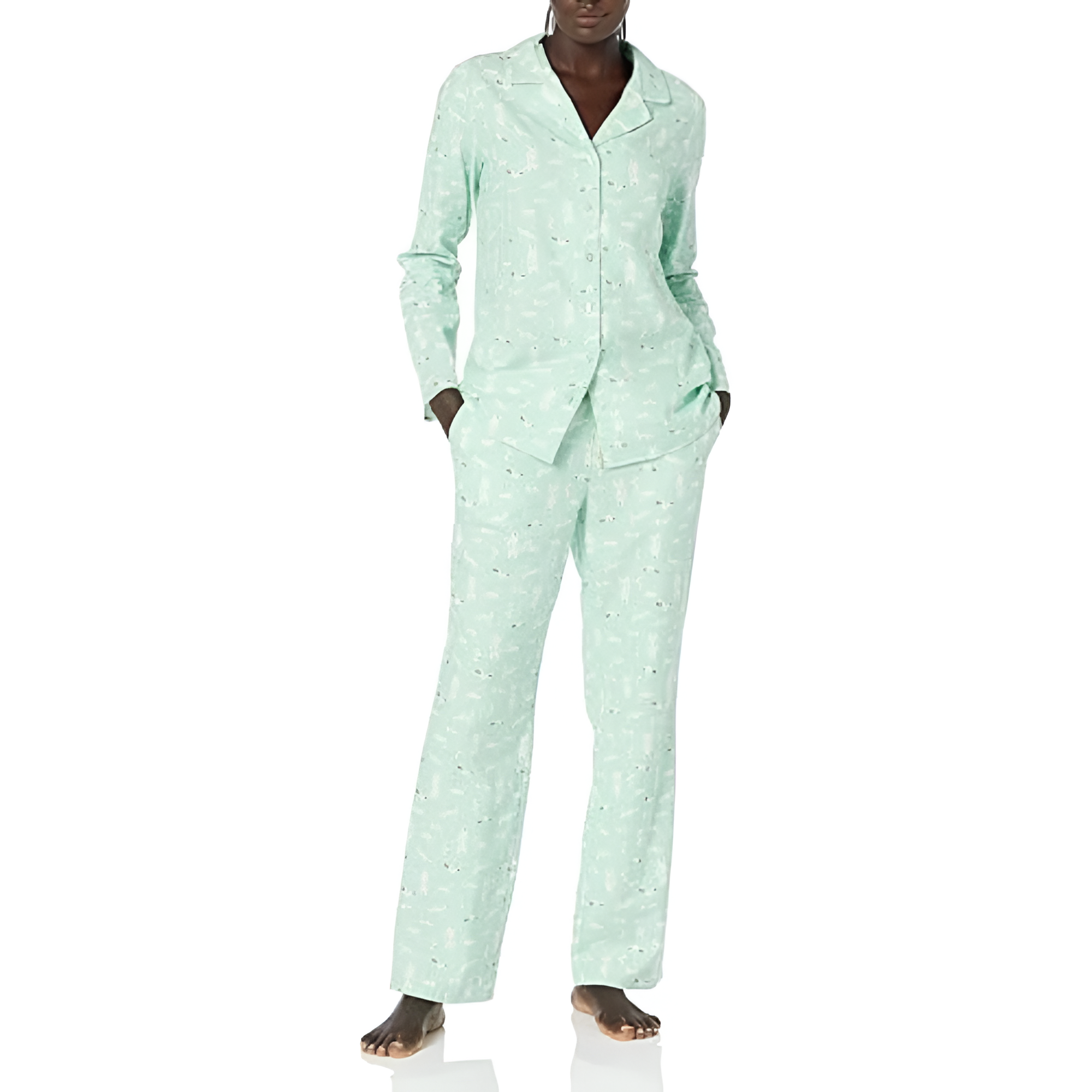2 Piece Classic Flannel Button Down Pajama Set With Pants