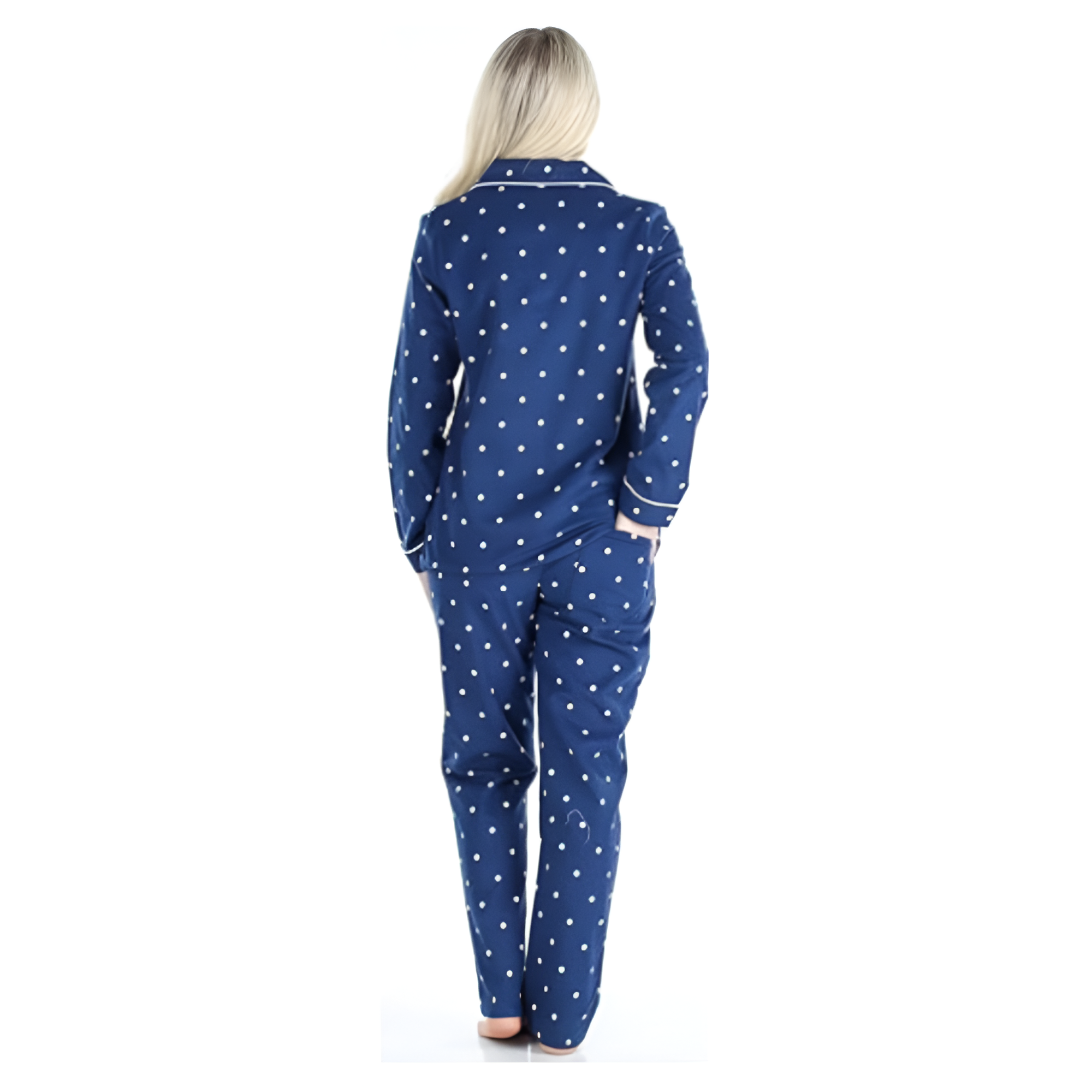 Flannel Button Down Long Sleeve Pajama Set For Women
