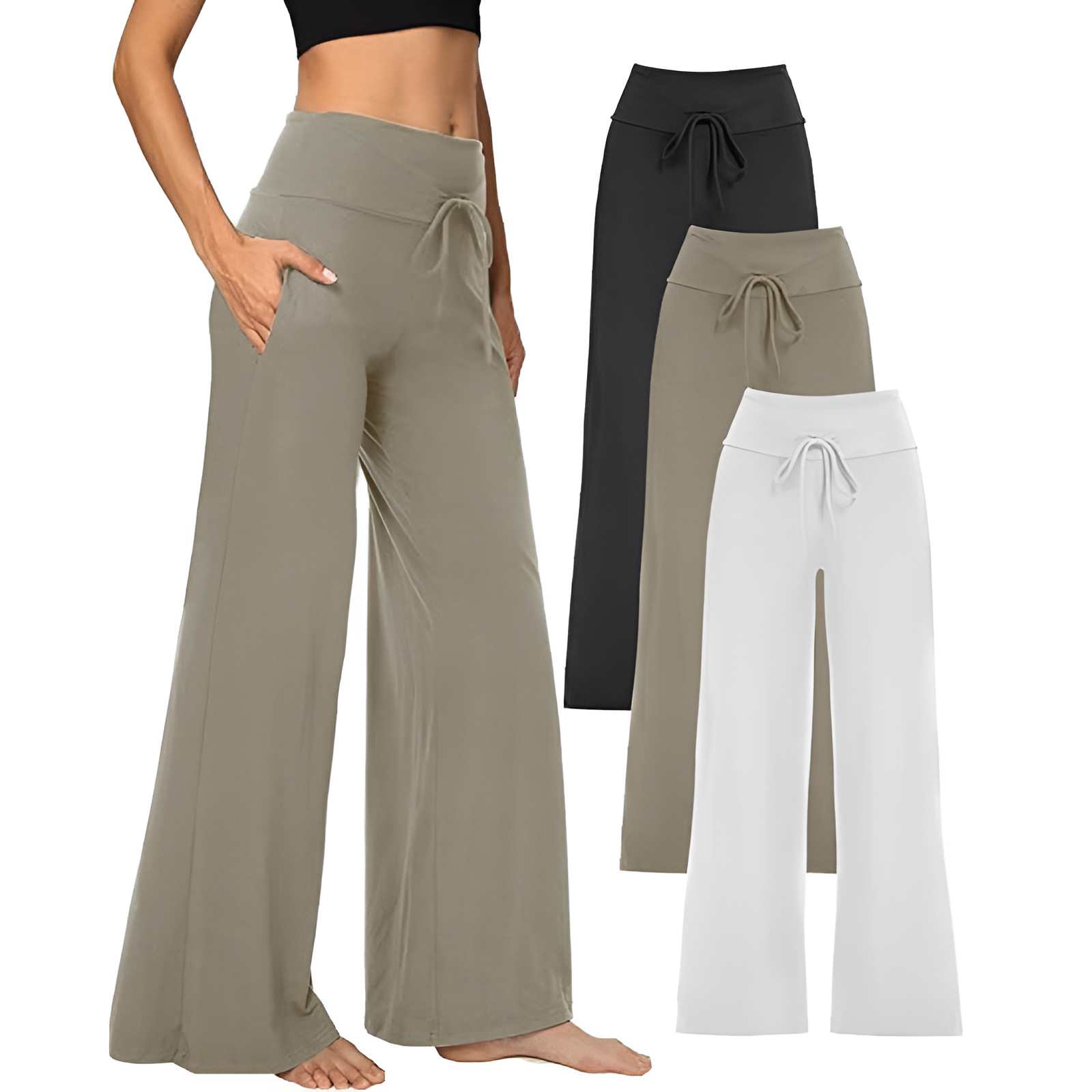Wide Stretch Lounge Pants With Pockets For Women