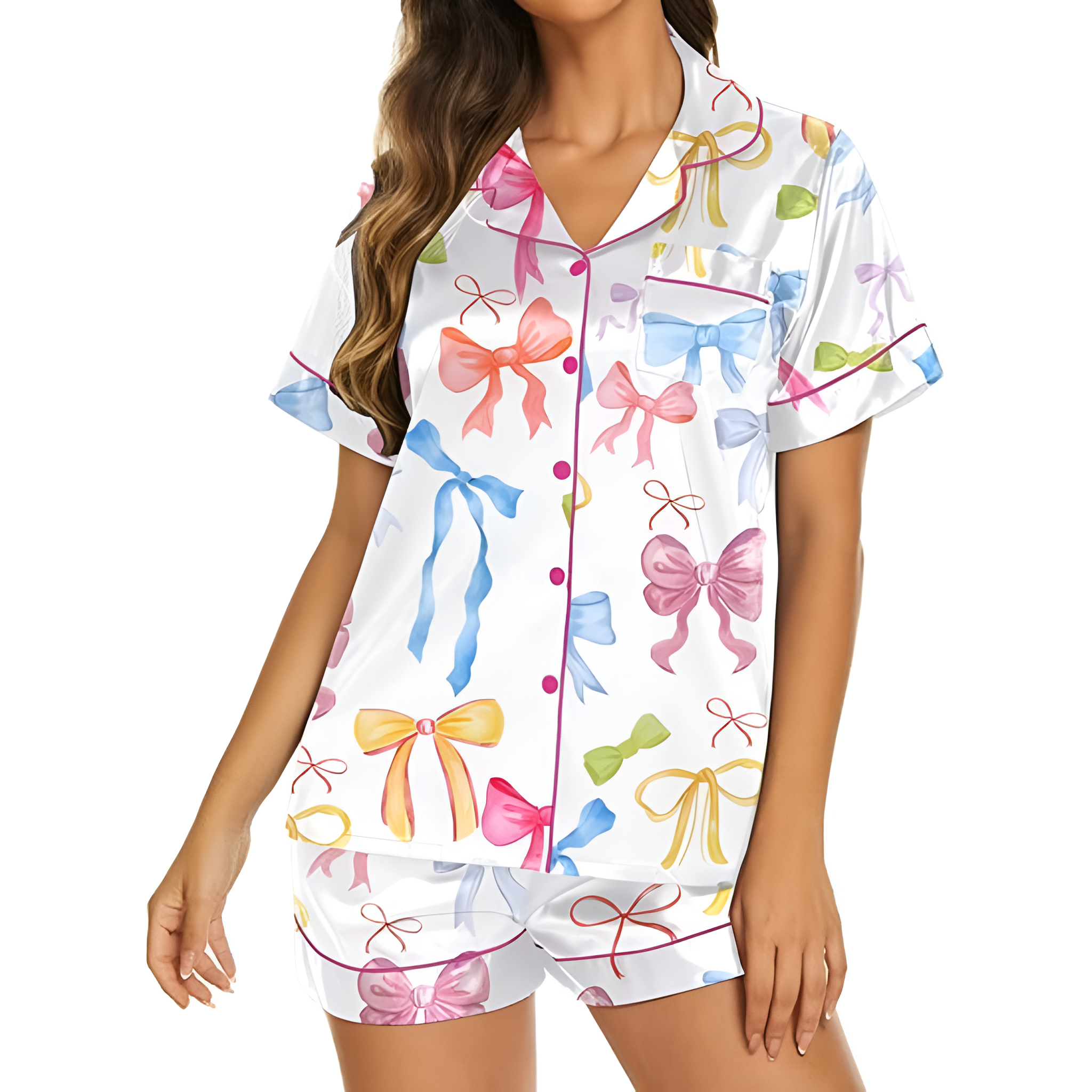 2 Piece Pajama Set For Women With Top And Shorts