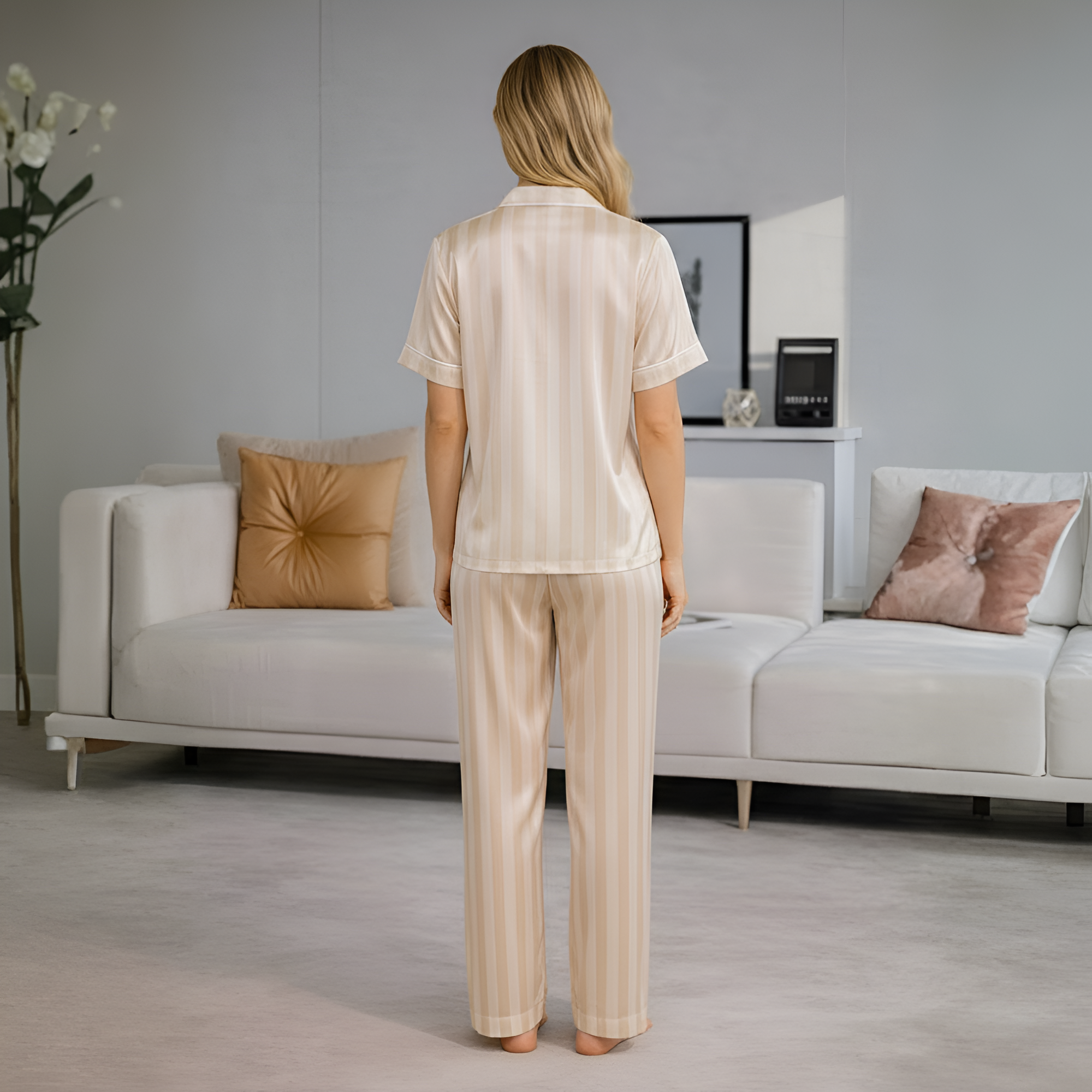 Couple Style Men's or Women's Y Striped Short-Sleeve Pajama Set