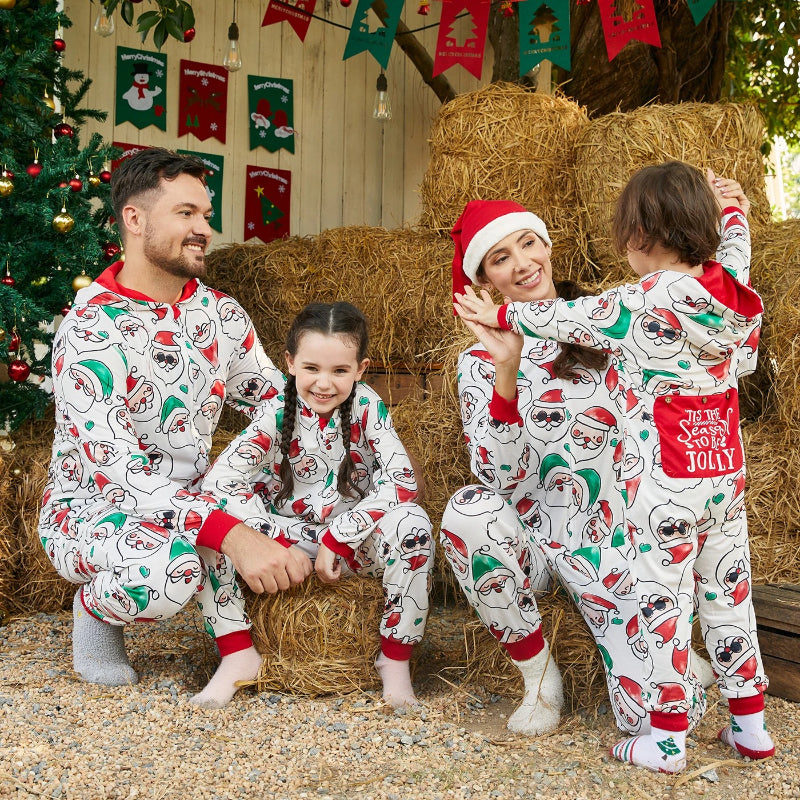 Christmas Family Matching Santa Claus Print Hooded Onesie PajamasChristmas Family Matching Santa Claus Print Hooded Onesie Pajamas - Image 5