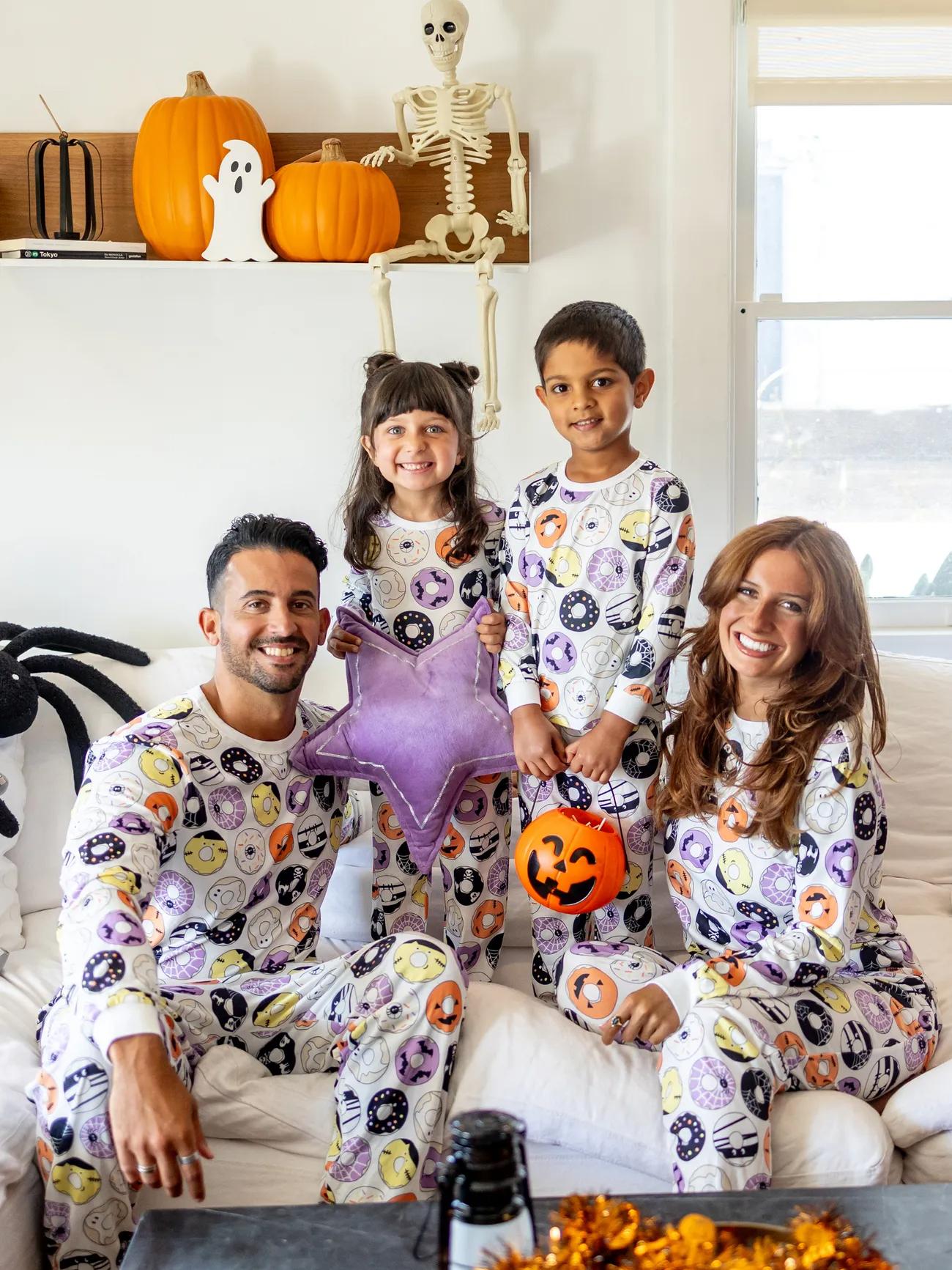 Halloween Family Matching Funky Donuts Print Pajama Set With Pockets-Original Pajamas