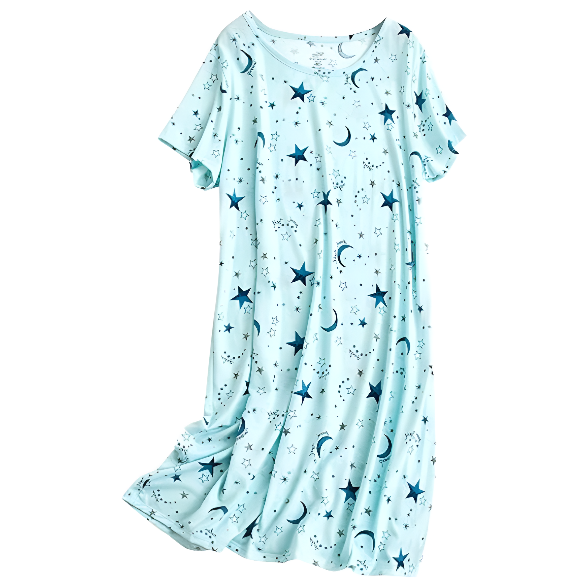 Casual Nightgown And Short Sleeves Sleep Dress With Print
