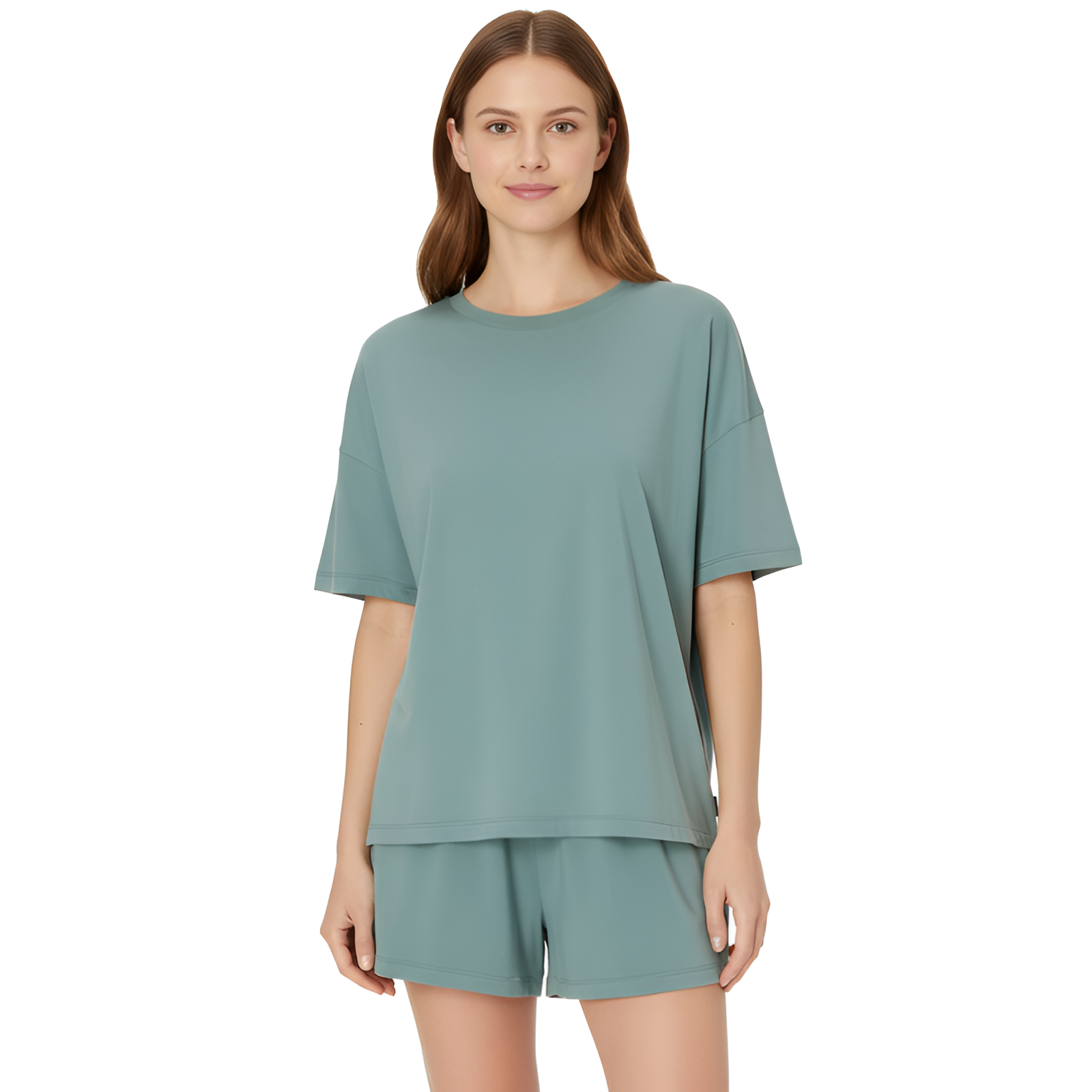 Soft Boxy T Shirt Sleep Shorts Set For Women