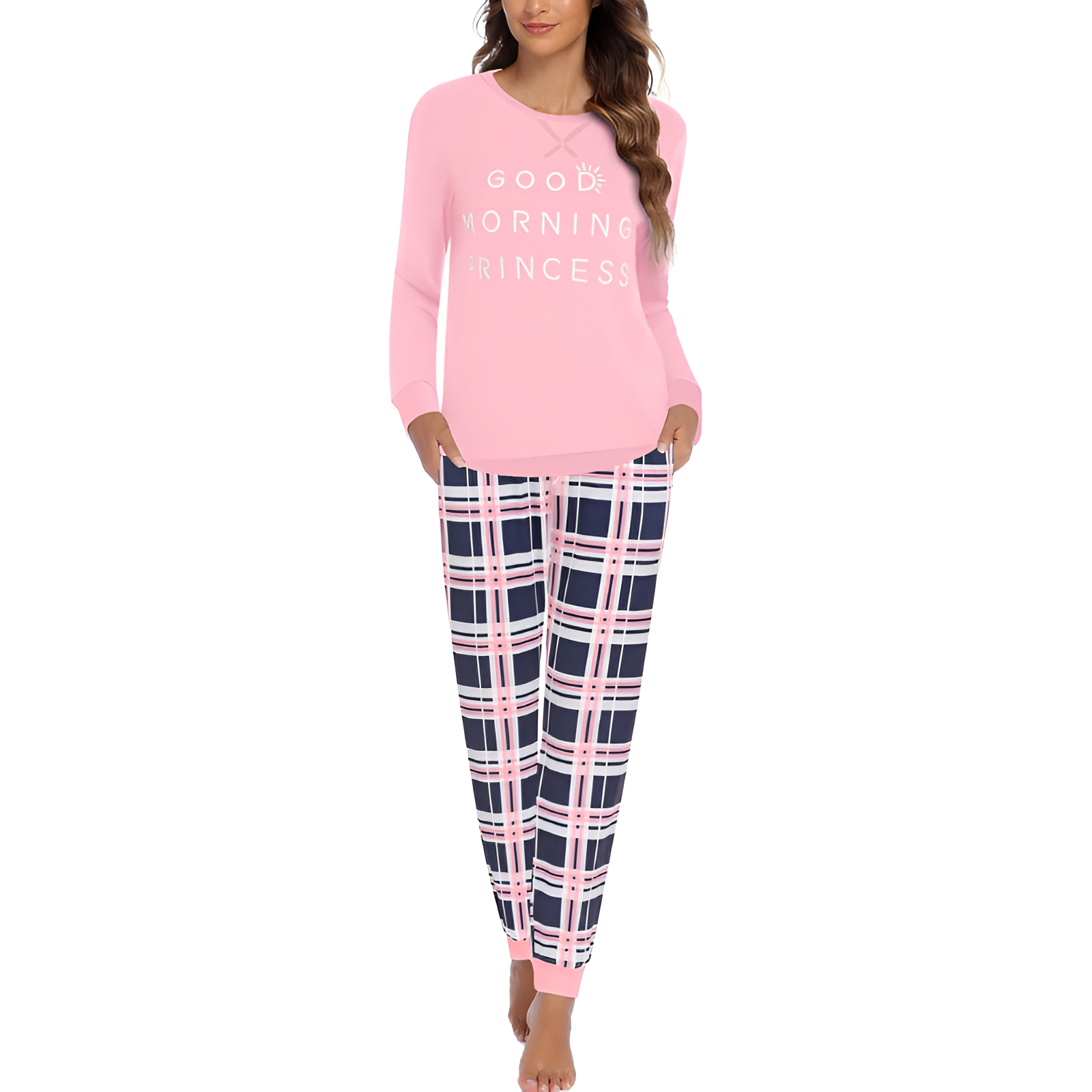 2 Piece Long Sleeve Top And Jogger Pants Lounge Pajama Set