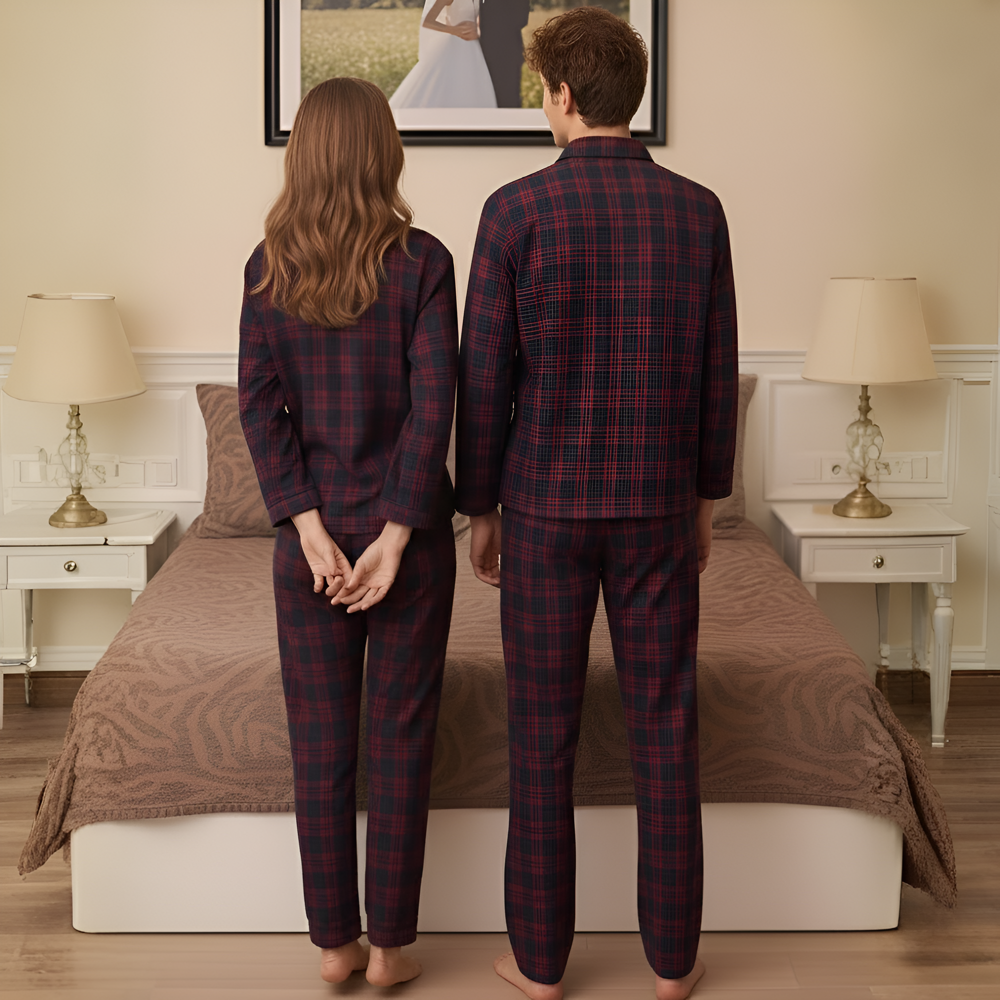 Plaid Button Long Sleeve Pajama Set