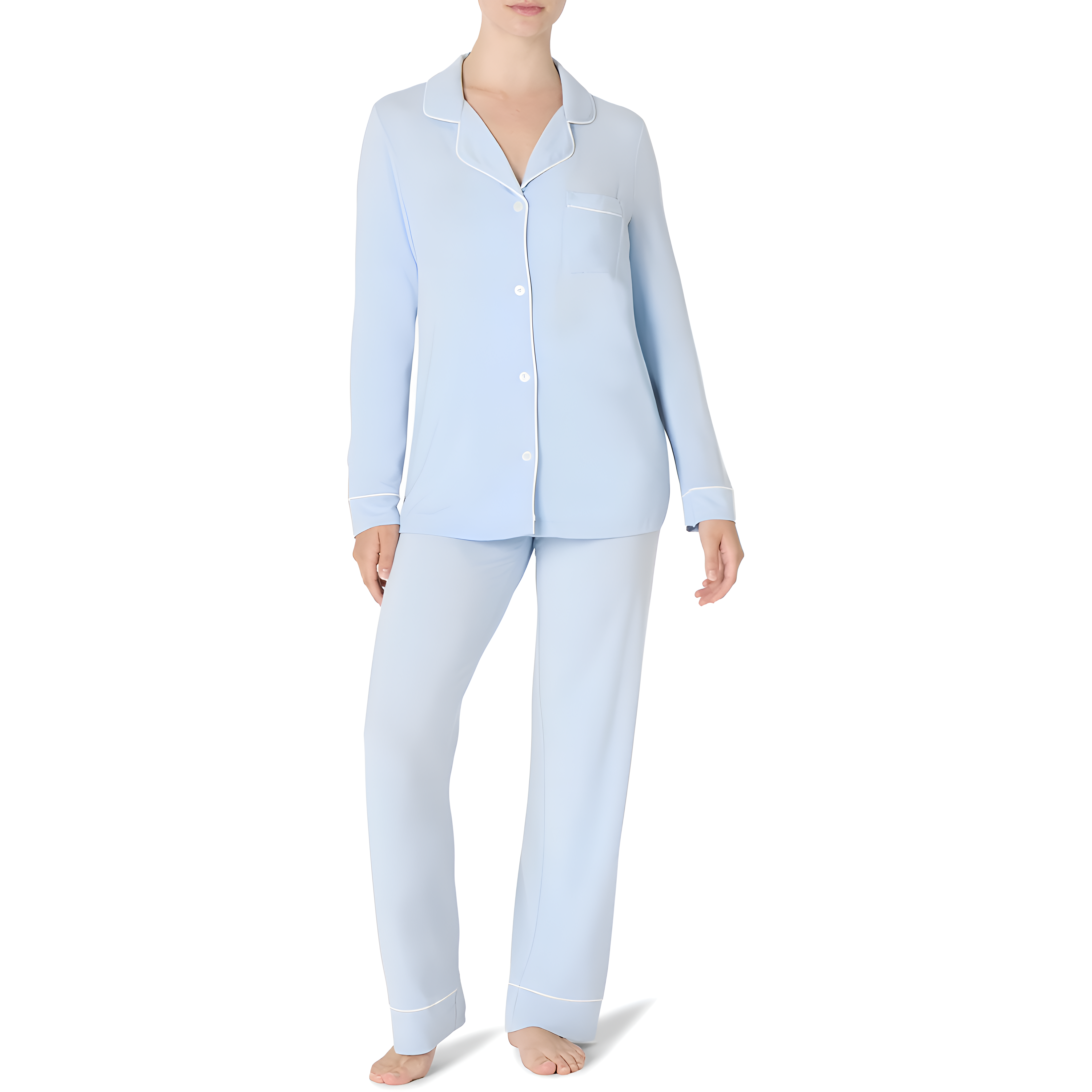Classic Long Sleeve Button Front Pajama Set For Women
