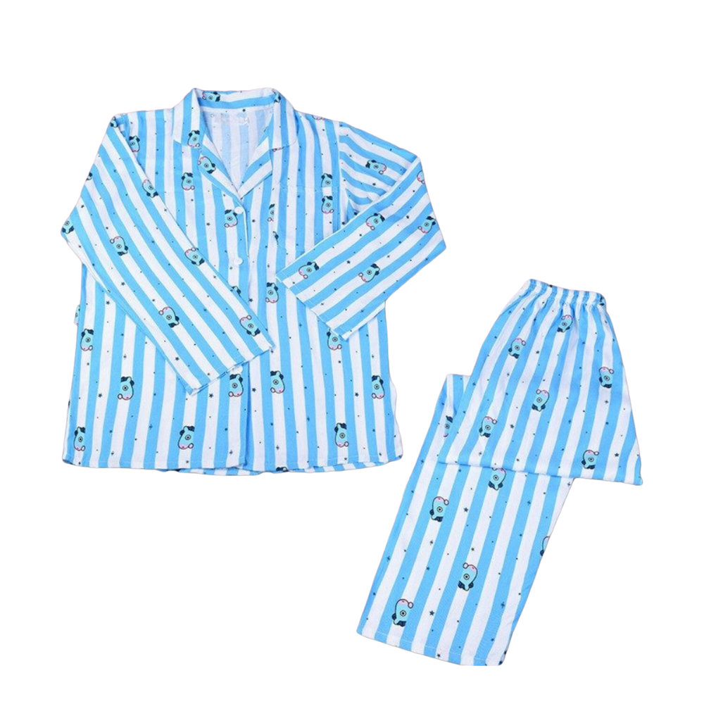 Striped Cartoon Character Pajama Set