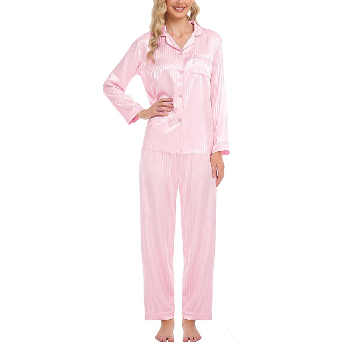 Striped Satin Pajama Set