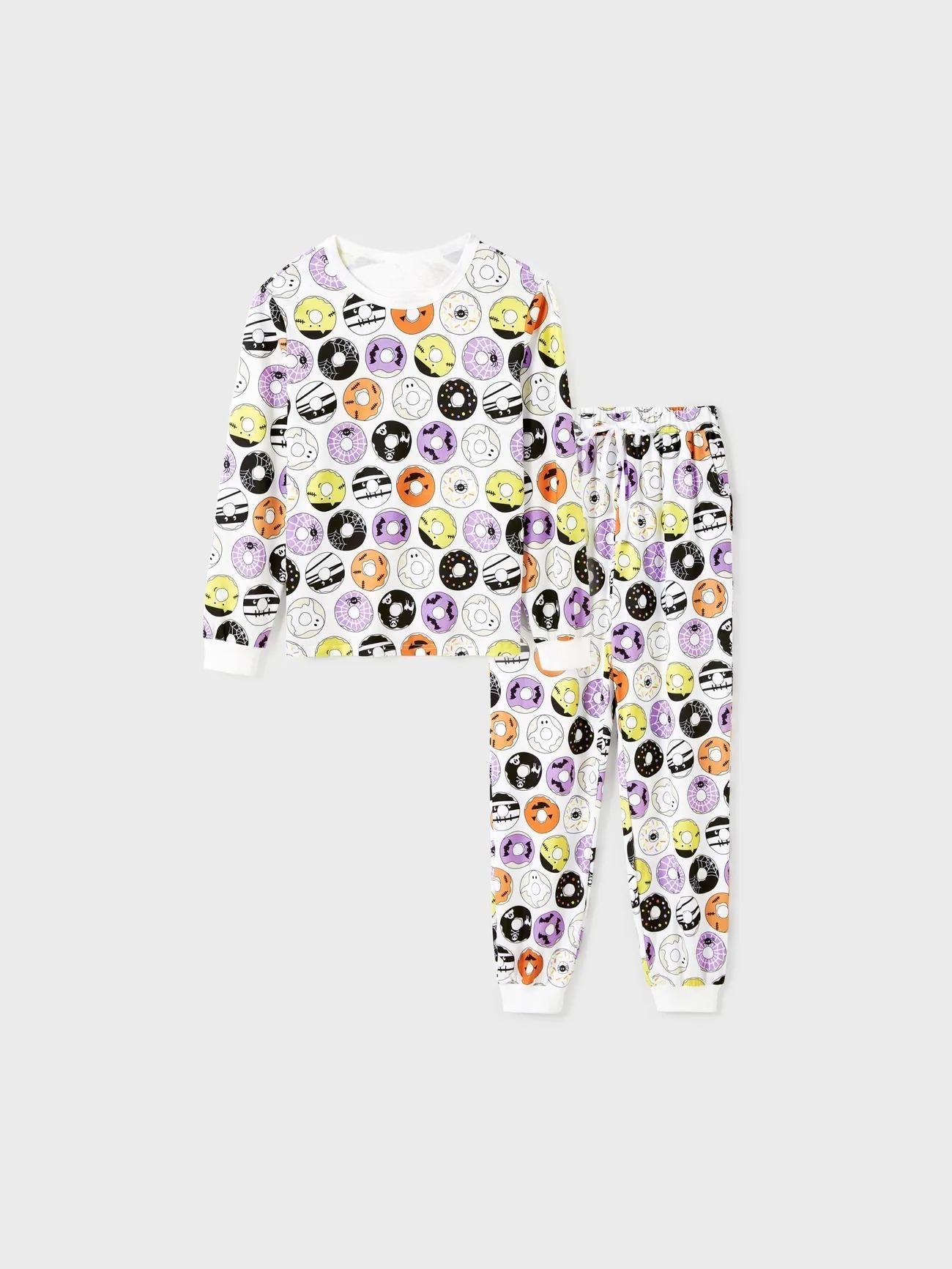 Halloween Family Matching Funky Donuts Print Pajama Set With Pockets-Original Pajamas