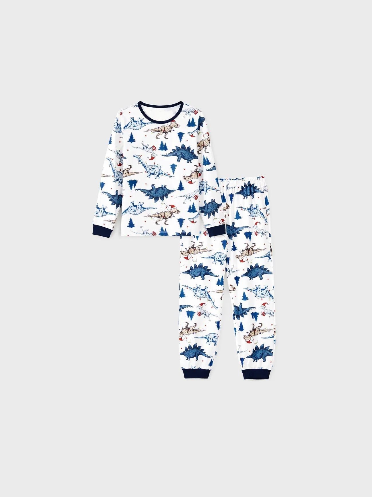 Dinosaur Print With Button Detailing Family Matching Pajama Set-Original Pajamas
