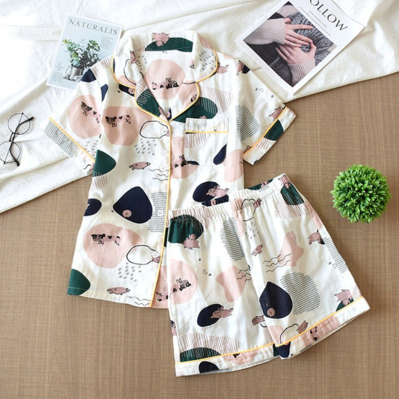 Short Sleeve Shorts Ladies Pajama Set