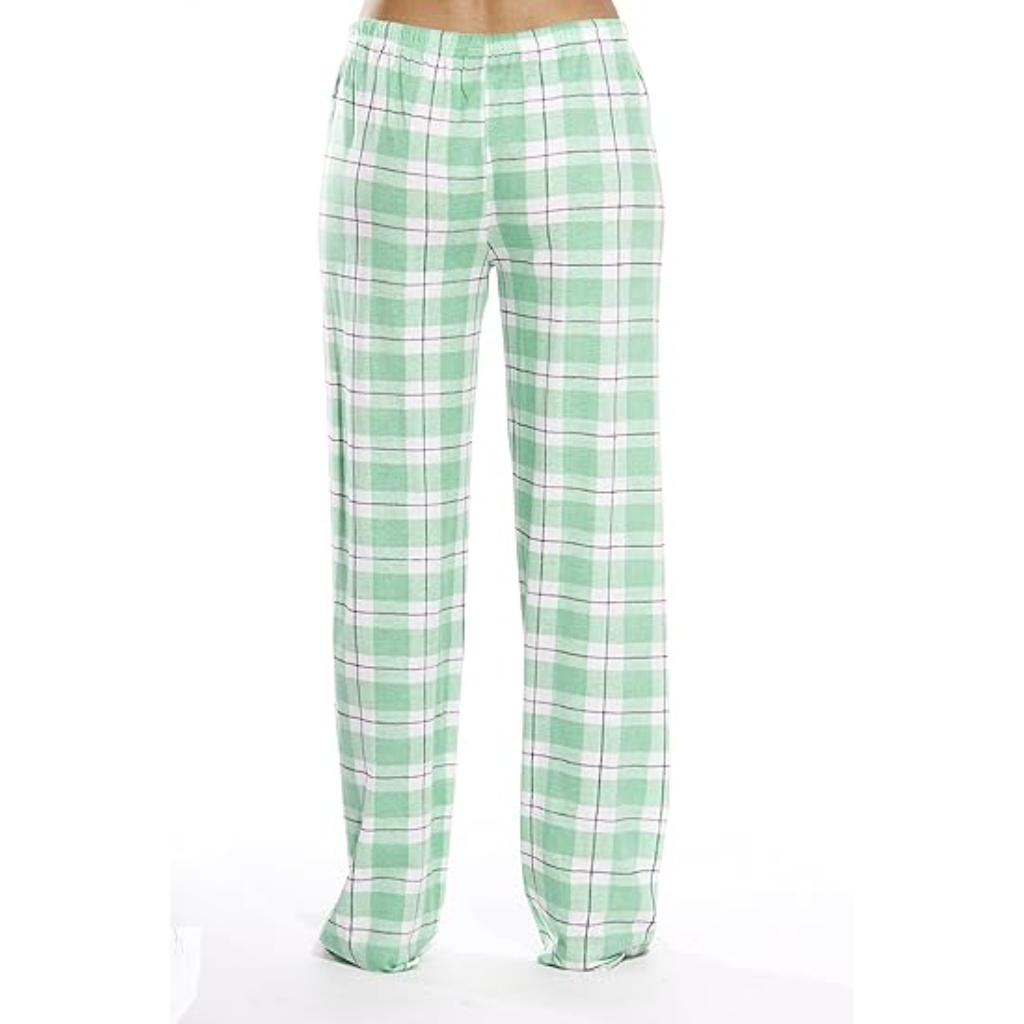Plush Pajama Pants For Night Wear With Buffalo Plaid For Women