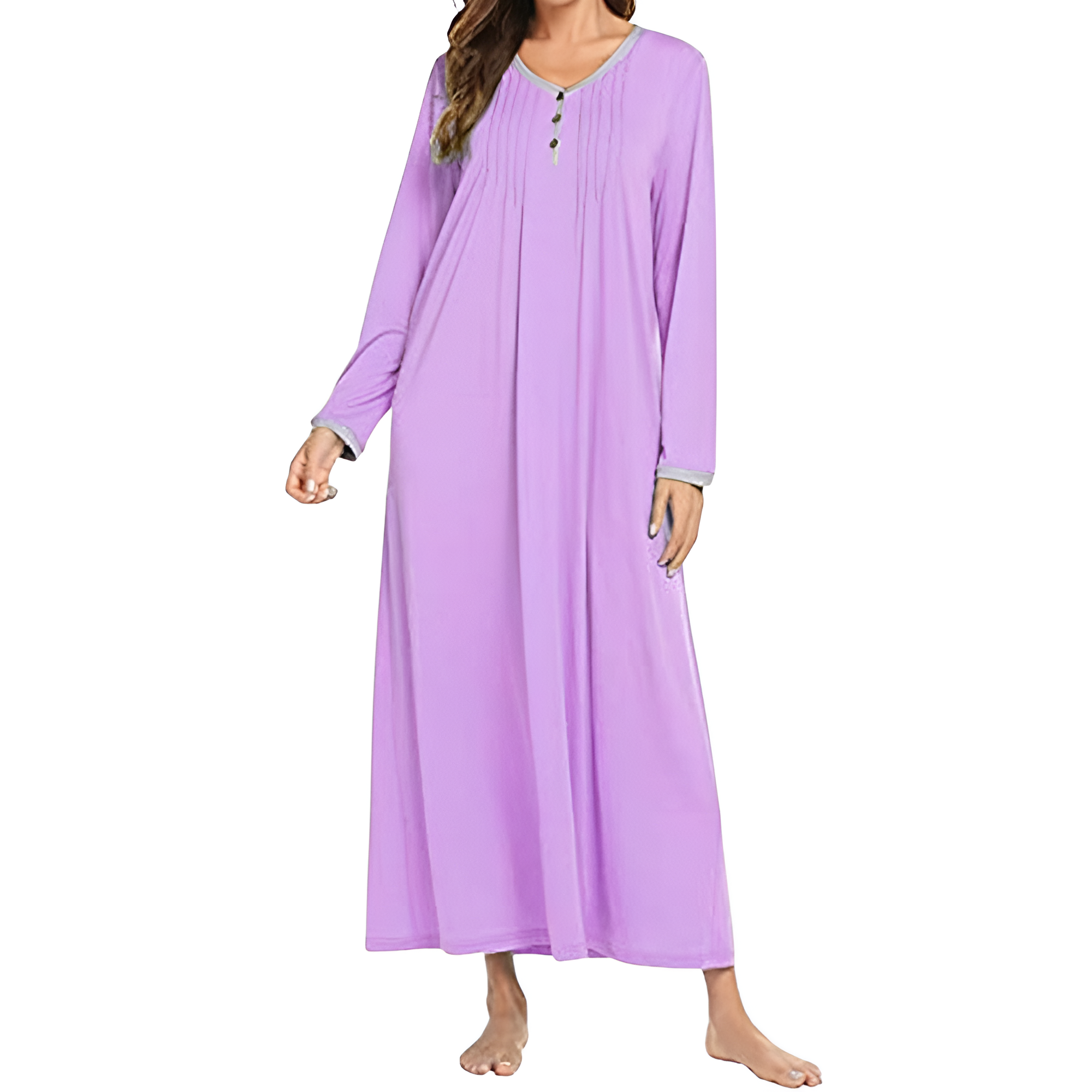 Henley Long Sleeve Nightgown Sleepwear For Women