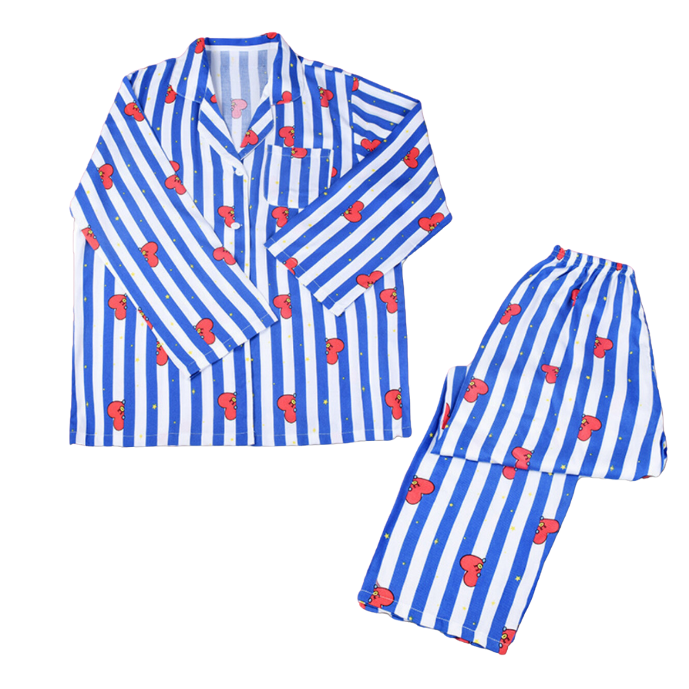 Striped Cartoon Character Pajama Set