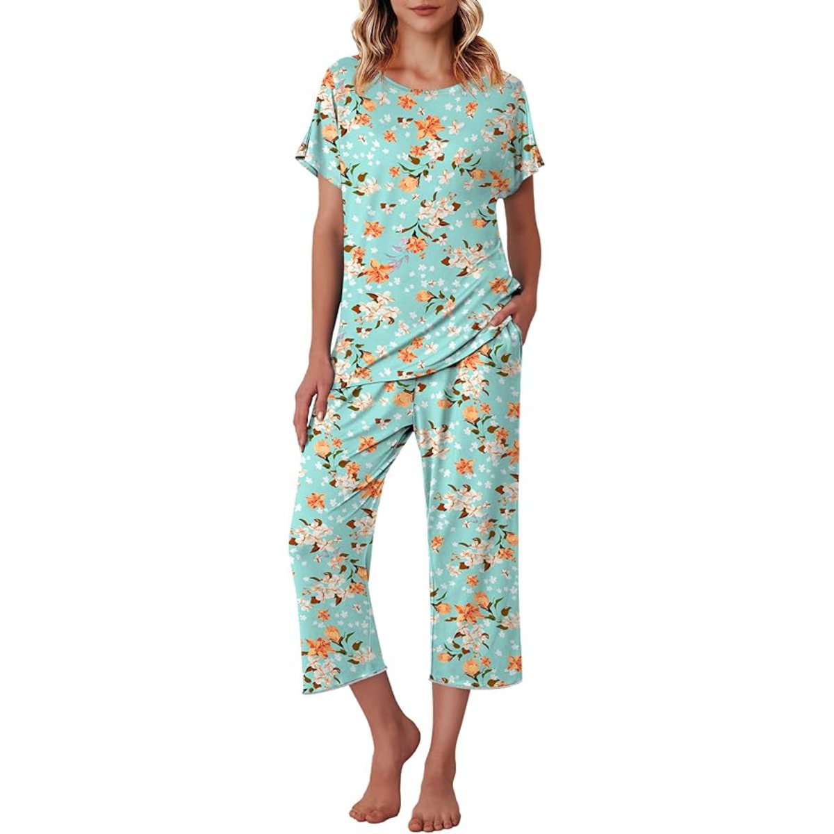 Floral Print Capri Pajama Sets-Original Pajamas