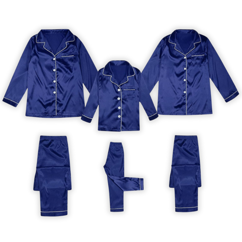 Matching Family Satin Pajama Set with Long Sleeve Top and Pants