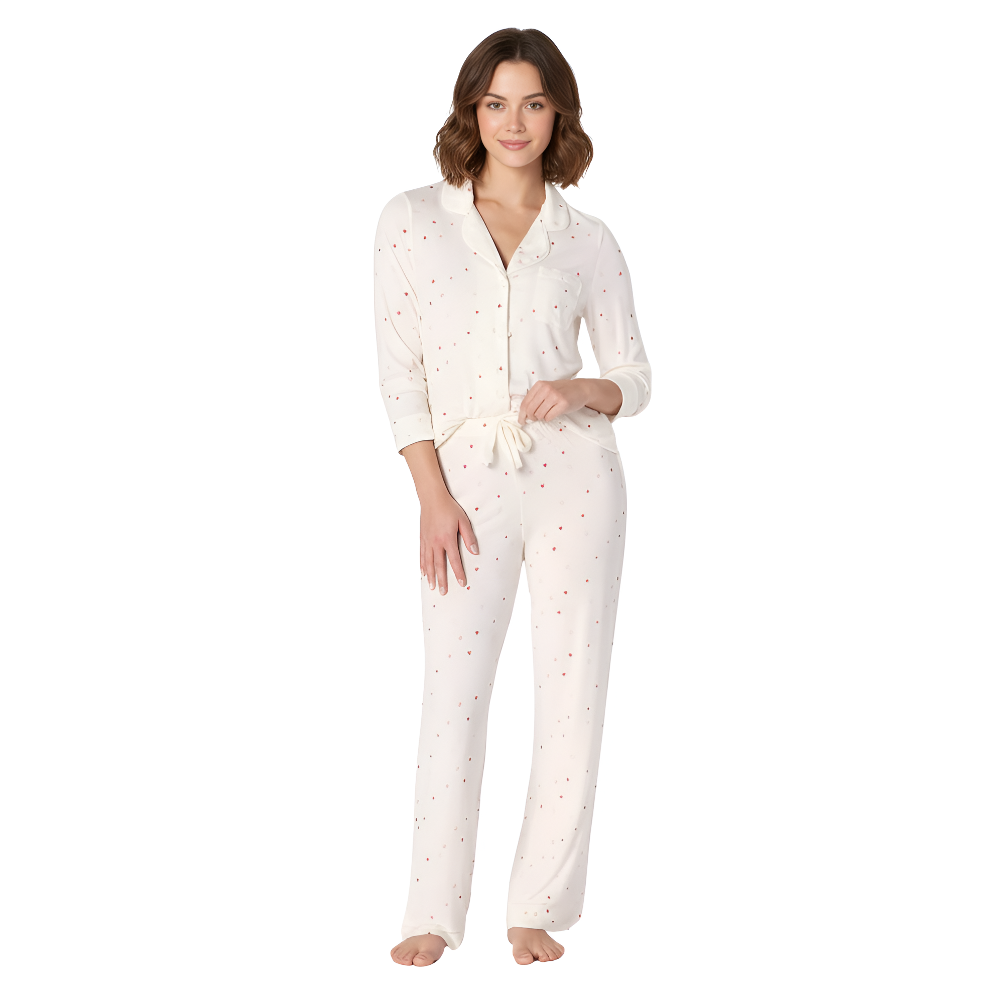 Long Sleeve Button Down Printed Pajama Set For Women