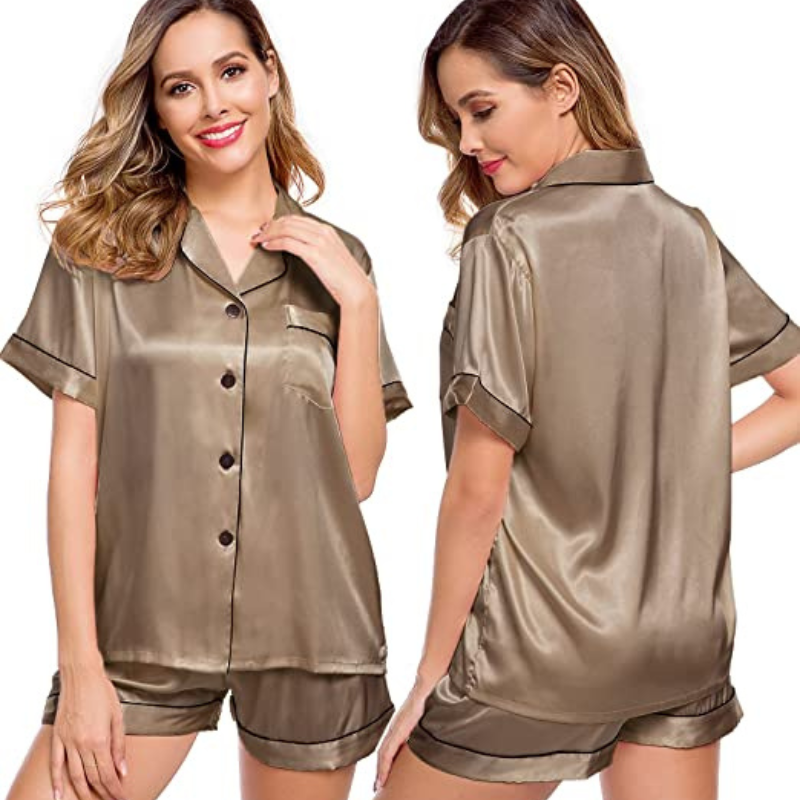 Women's Silk Short Sleeve Pajama SuitWomen's Silk Short Sleeve Pajama Suit - View 17