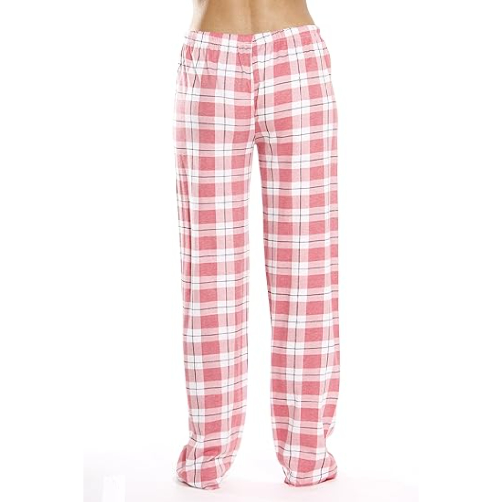 Plush Pajama Pants For Night Wear With Buffalo Plaid For Women