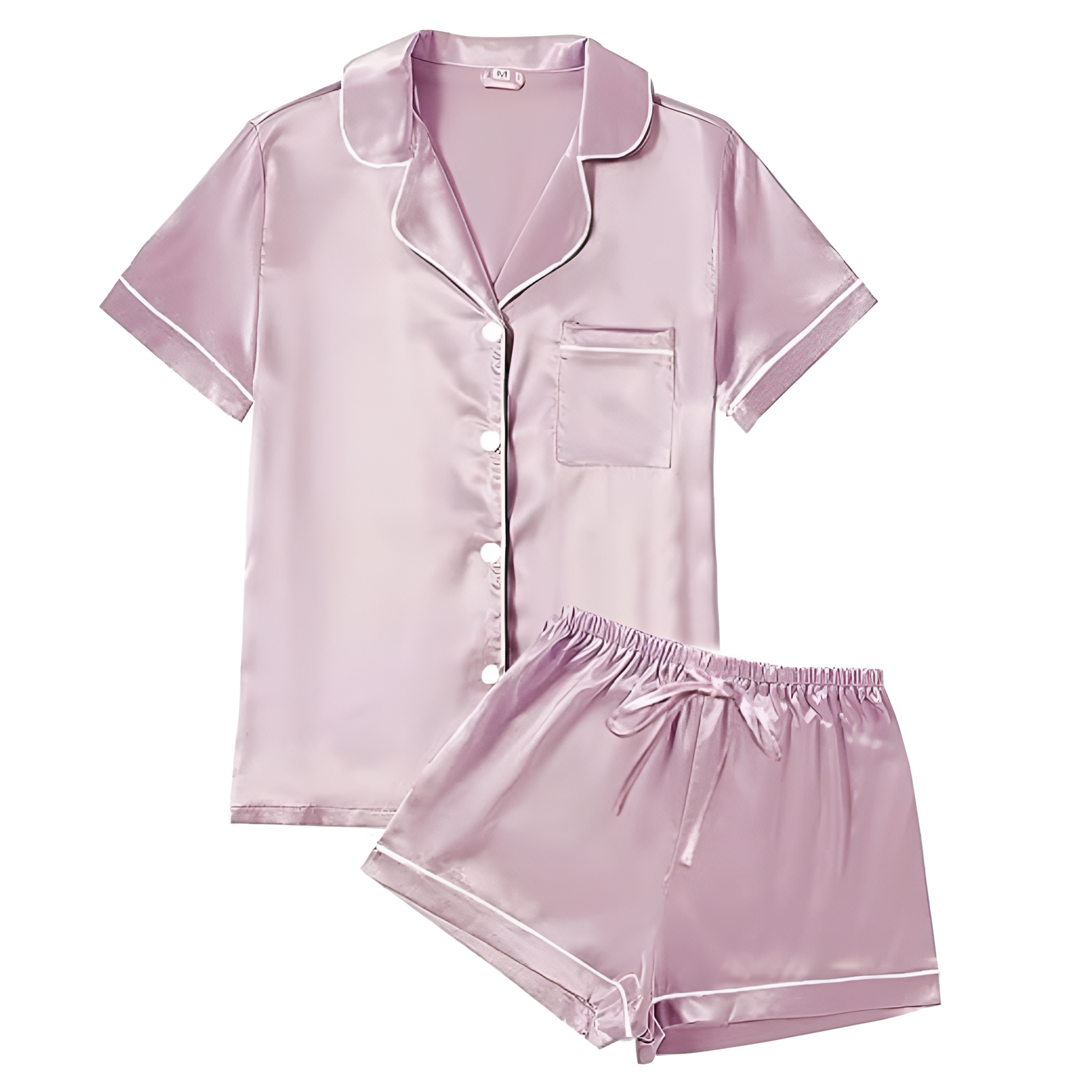Four Piece Pajama Set With Short Sleeve Shirt And Shorts For Women