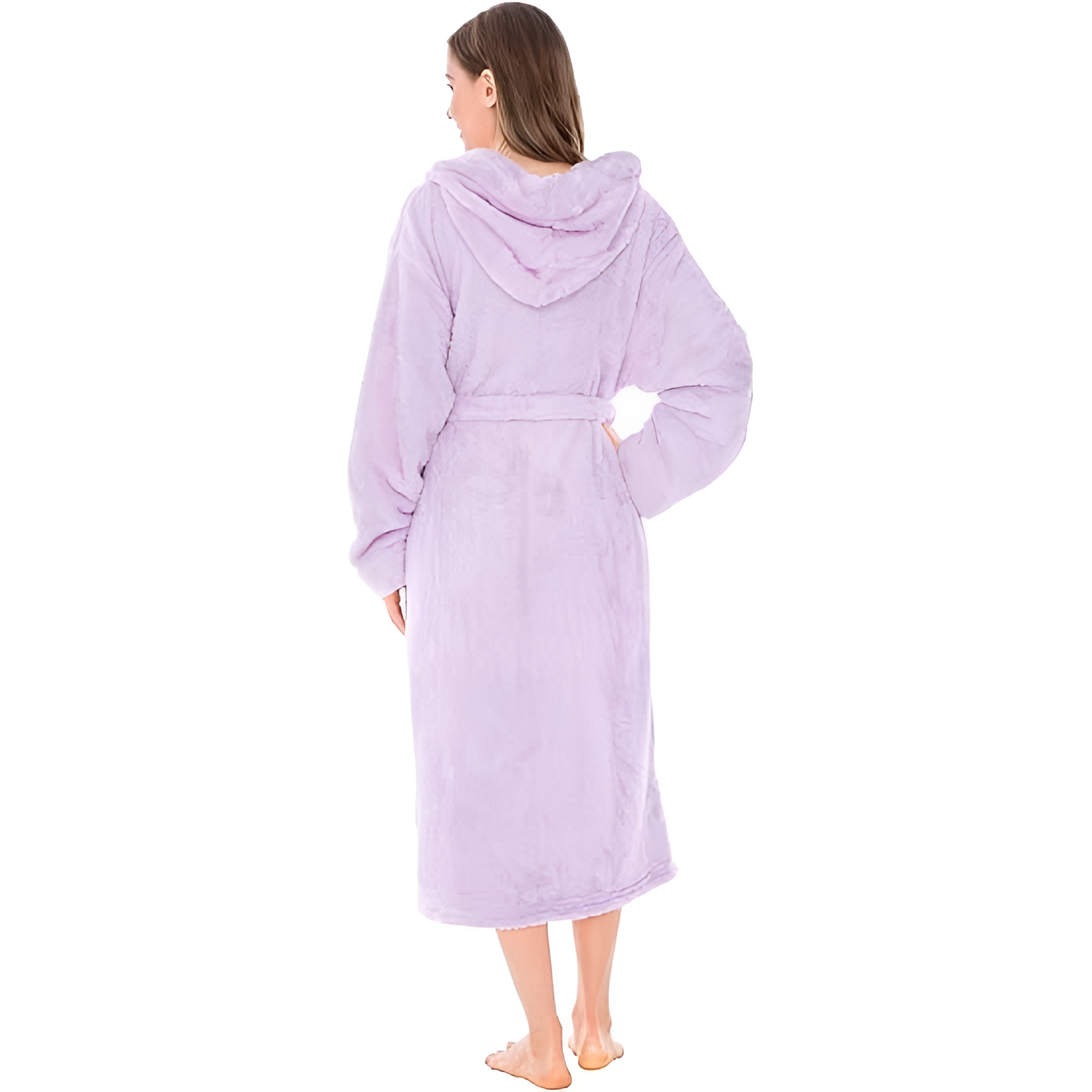 Women Hooded Plush Soft Robe Fluffy Warm Fleece Sherpa Shaggy Bathrobe