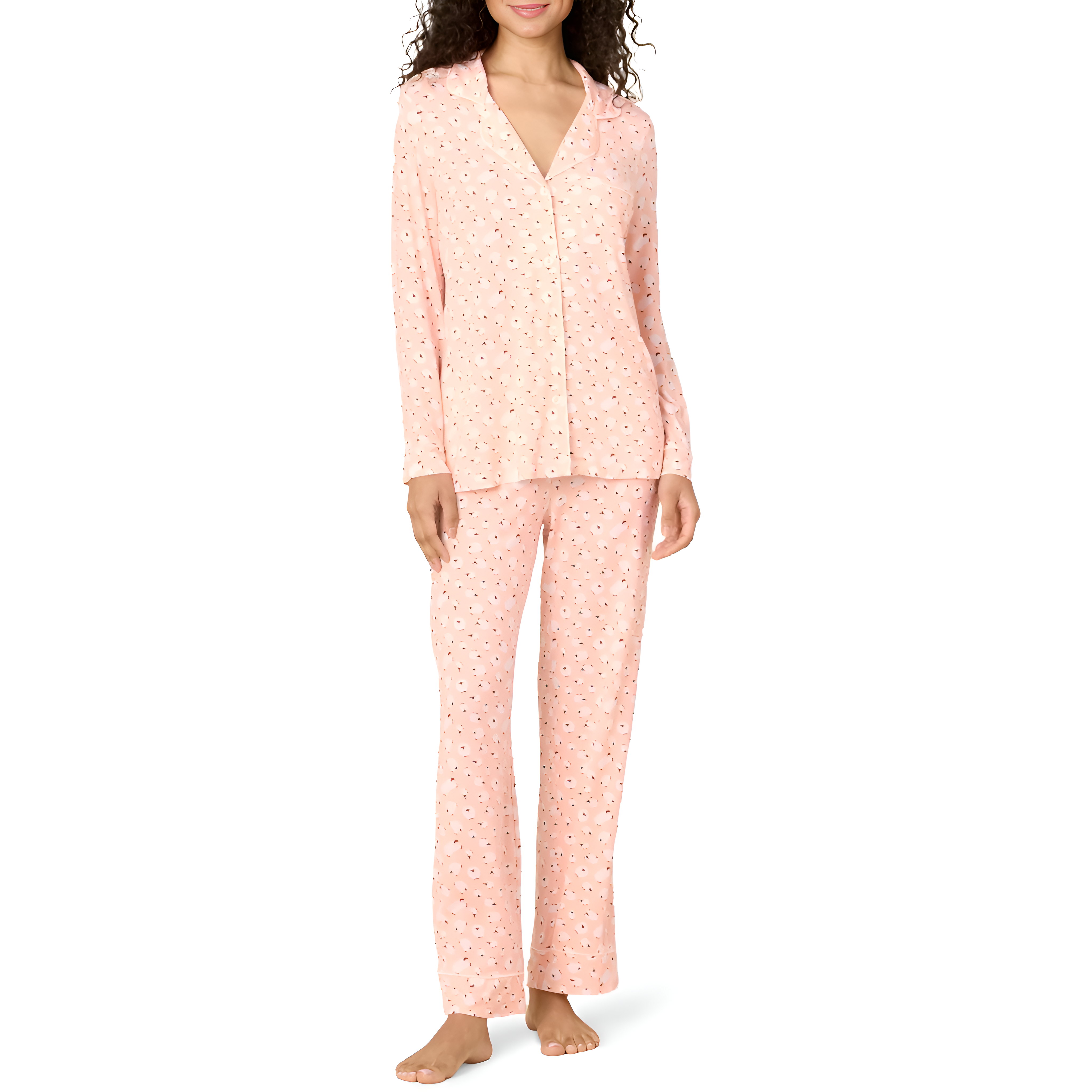 Classic Long Sleeve Button Front Pajama Set For Women