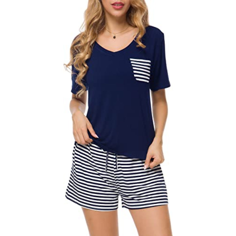 Striped Short Sleeve Women NightwearStriped Short Sleeve Women Nightwear - View 2