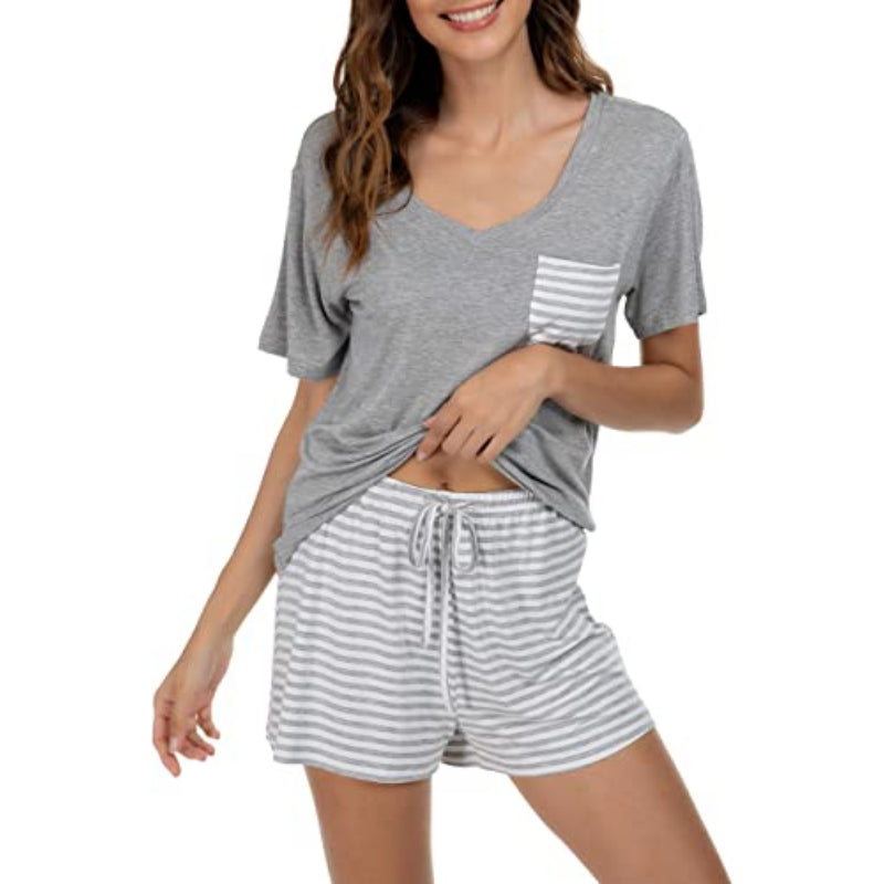 Striped Short Sleeve Women Nightwear