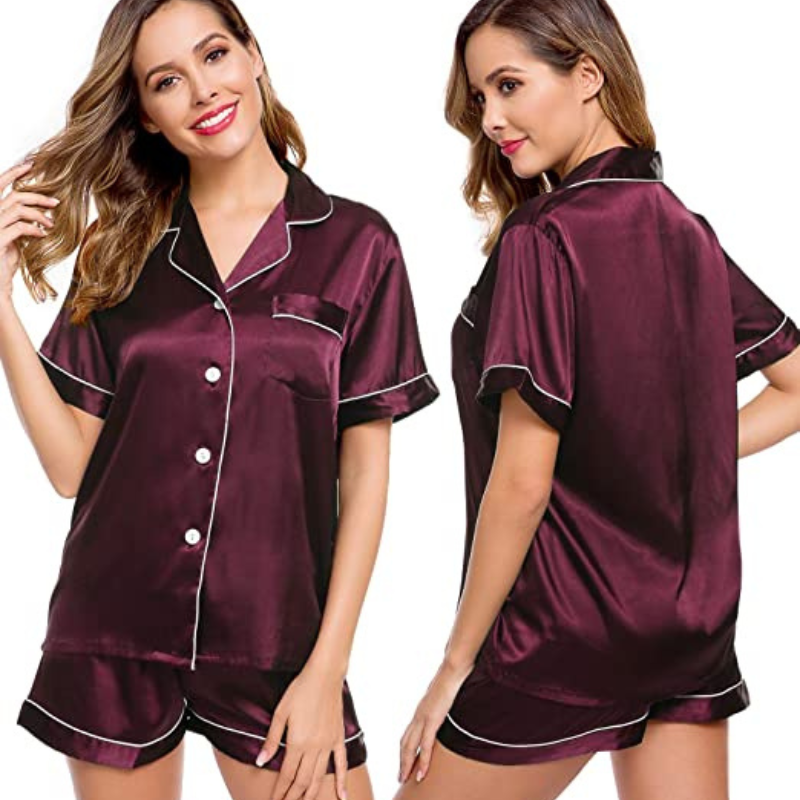 Women's Silk Short Sleeve Pajama SetWomen's Silk Short Sleeve Pajama Set - View 27