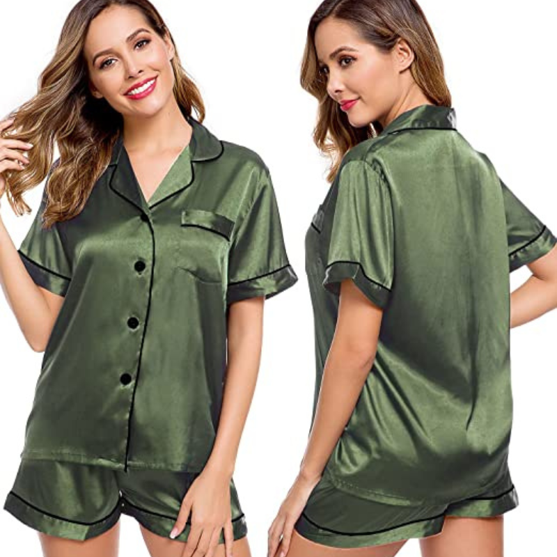 Women's Silk Short Sleeve Pajama SuitWomen's Silk Short Sleeve Pajama Suit - View 18