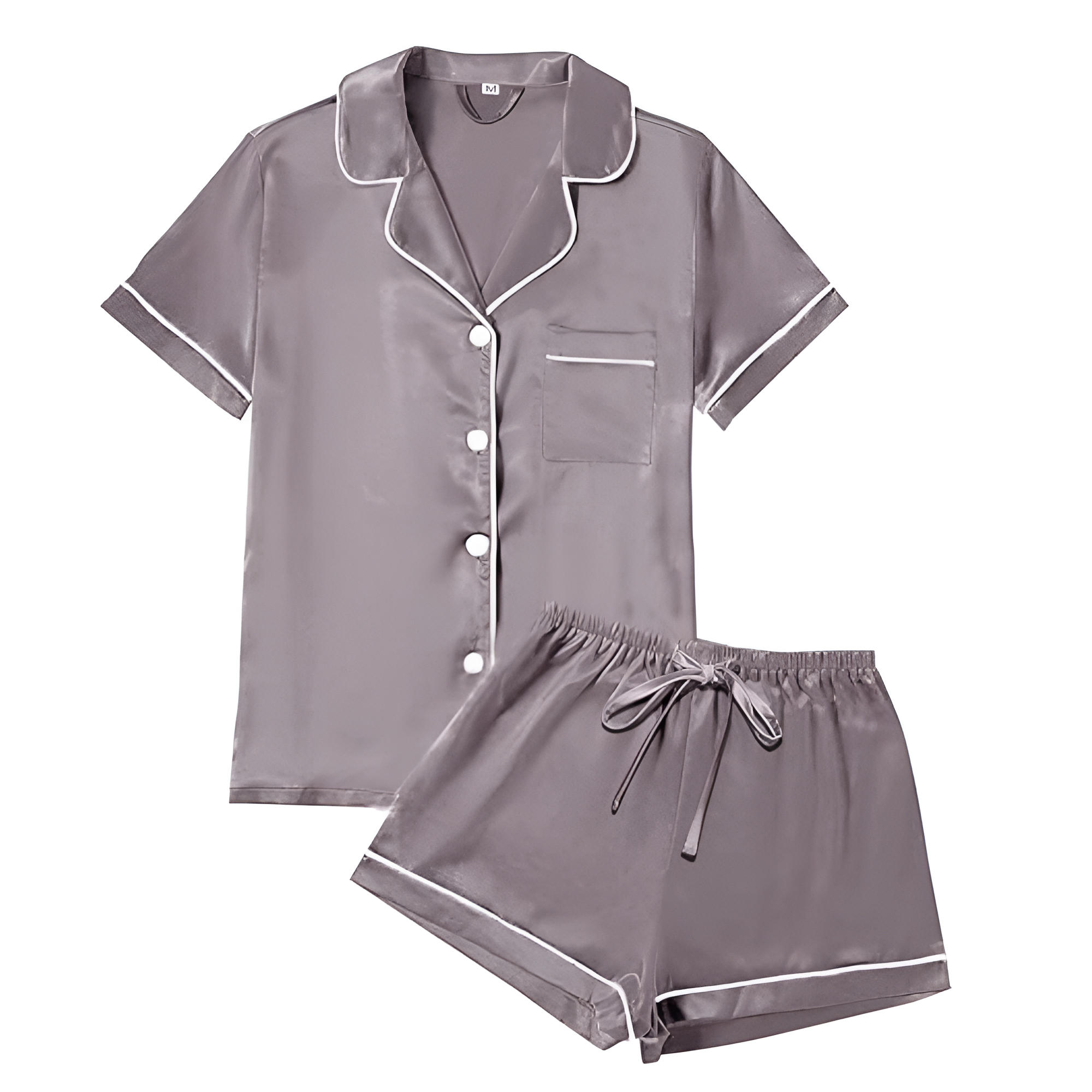 Four Piece Pajama Set With Short Sleeve Shirt And Shorts For Women
