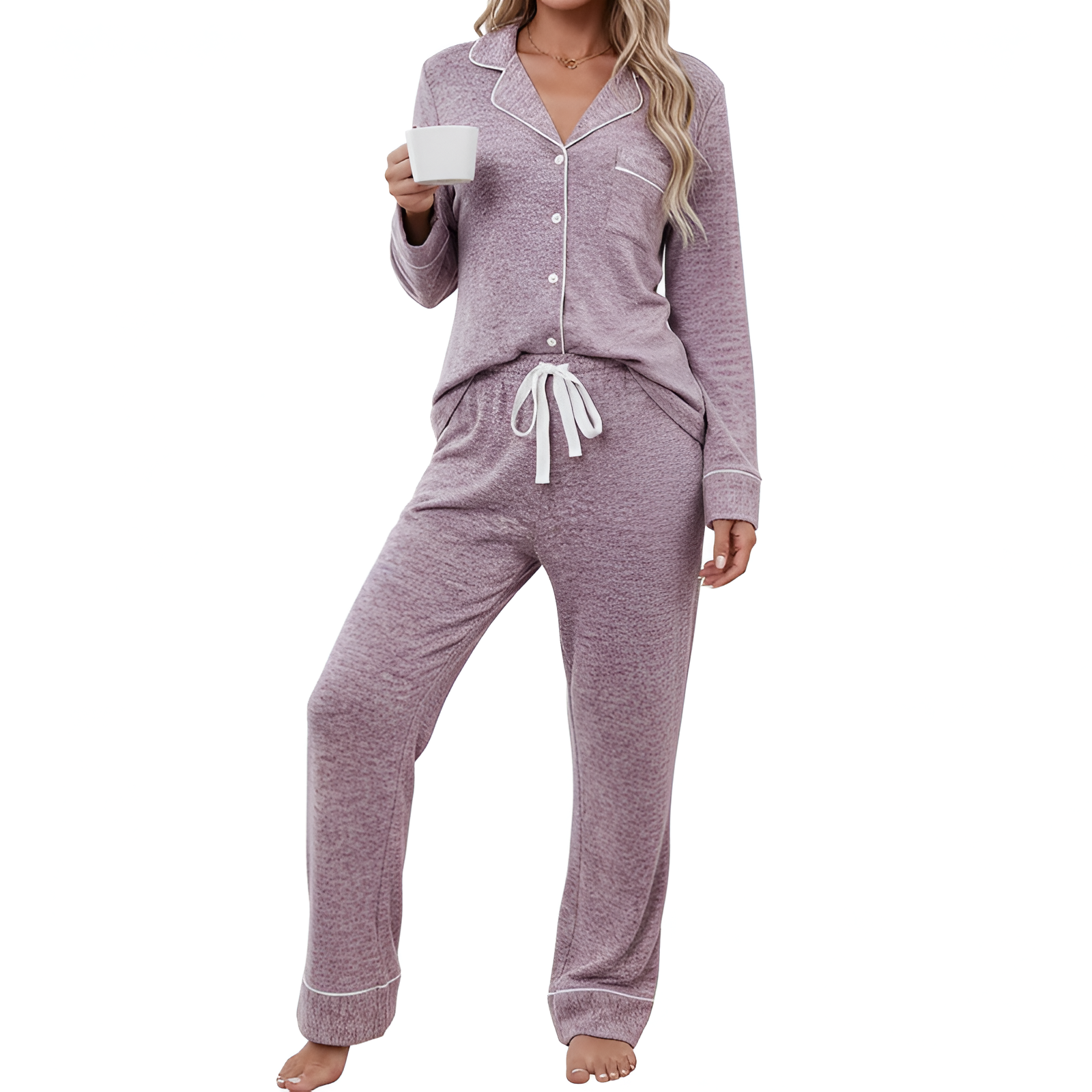 Family Christmas Pajama Set with Plaid Pants and Printed Tops