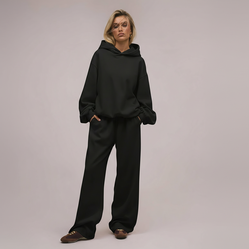 Two Piece Oversized Hoodie And Loose Fit Sweatpants Set With Pockets For Women