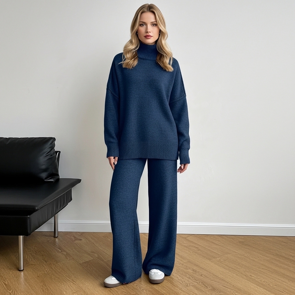 Cozy Oversized High Collar Knit Set