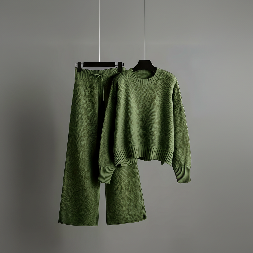 Seed Stitch Knit Sweater Pants Set