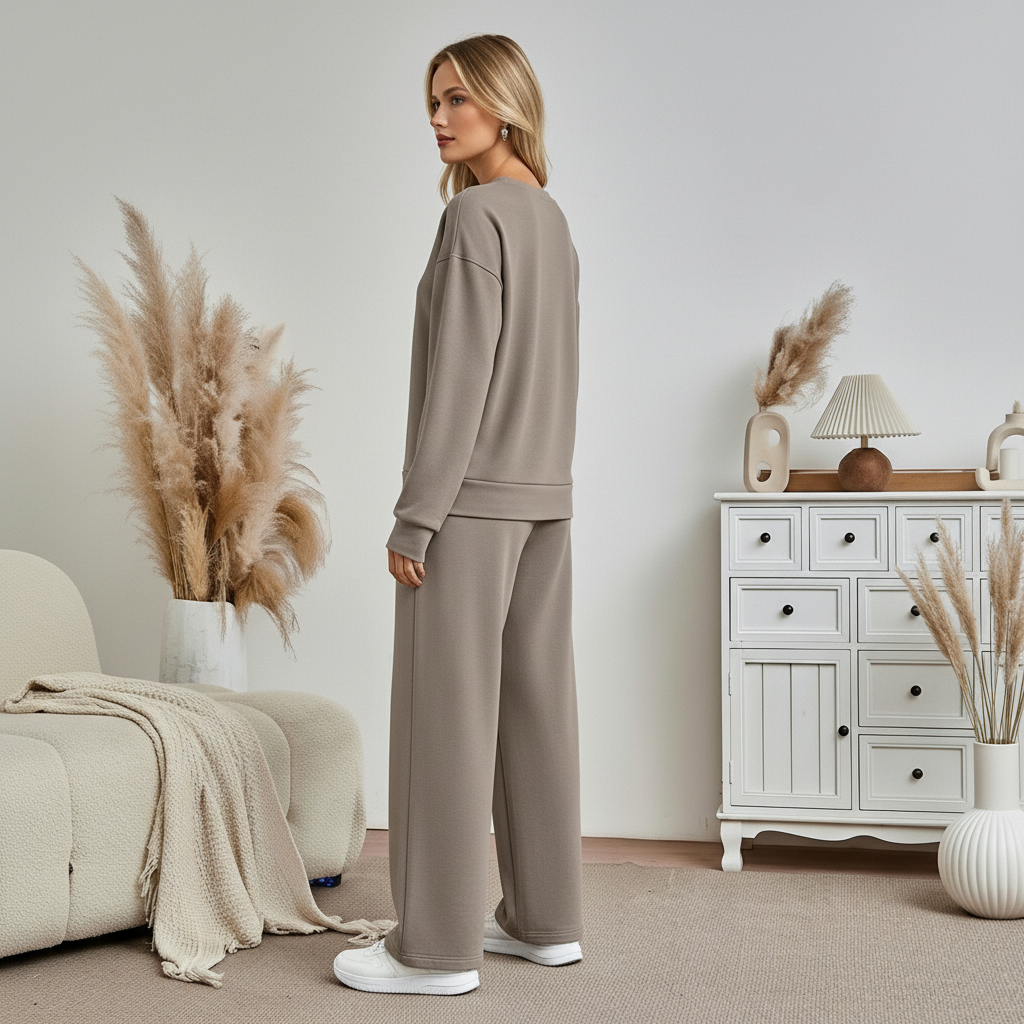 Crew Collar Lounge Top Wide Fit Pants