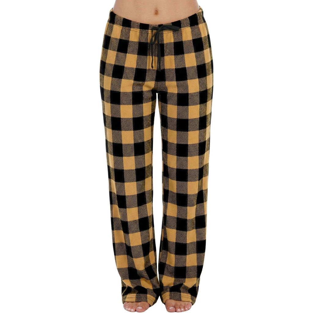 Plush Pajama Pants For Women With Buffalo Plaid Style