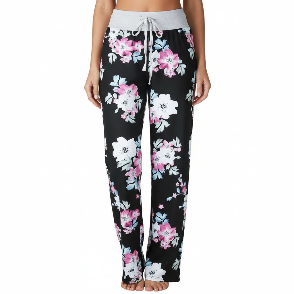 Stretch Floral Palazzo Lounge Pants for Women