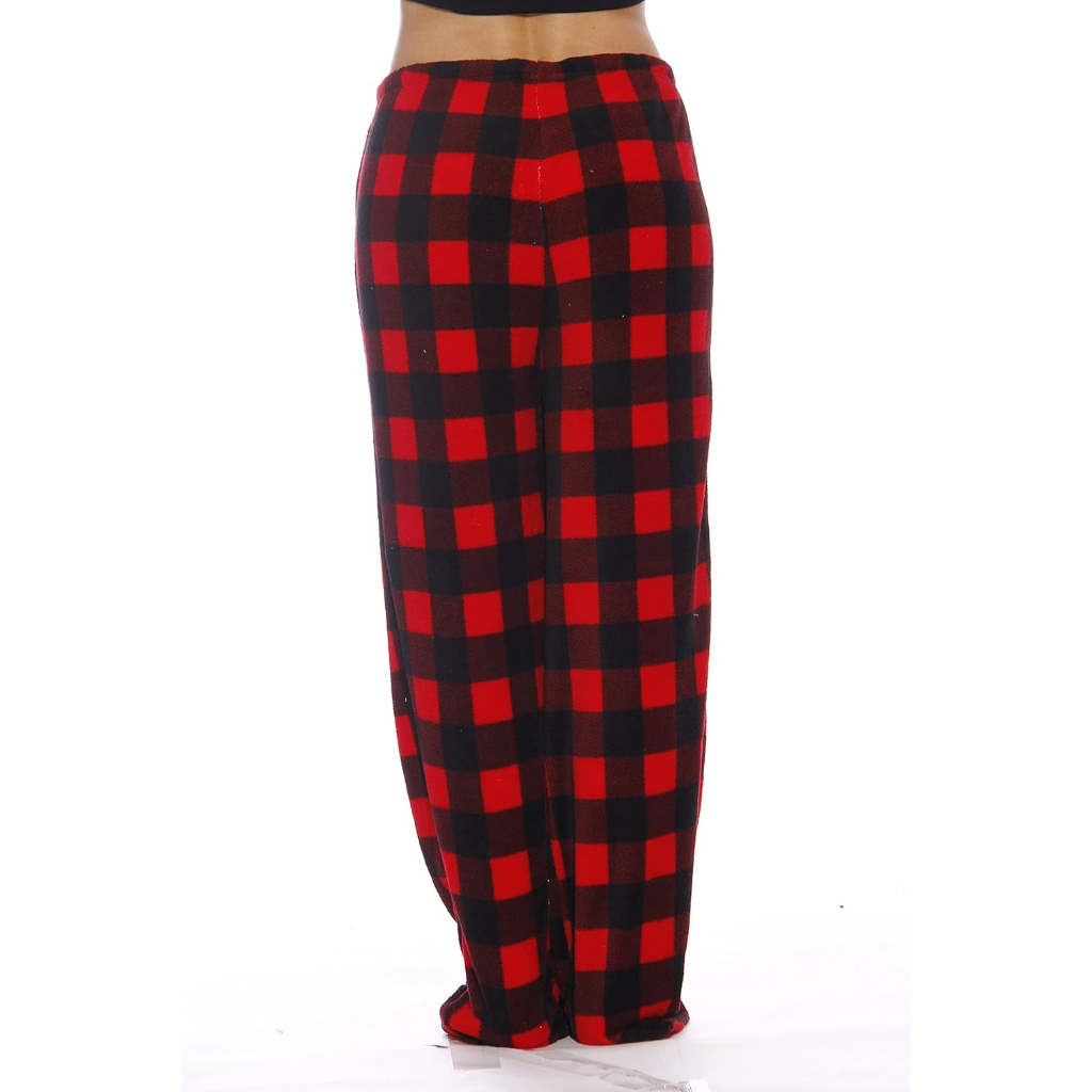 Plush Pajama Pants For Women With Buffalo Plaid Style